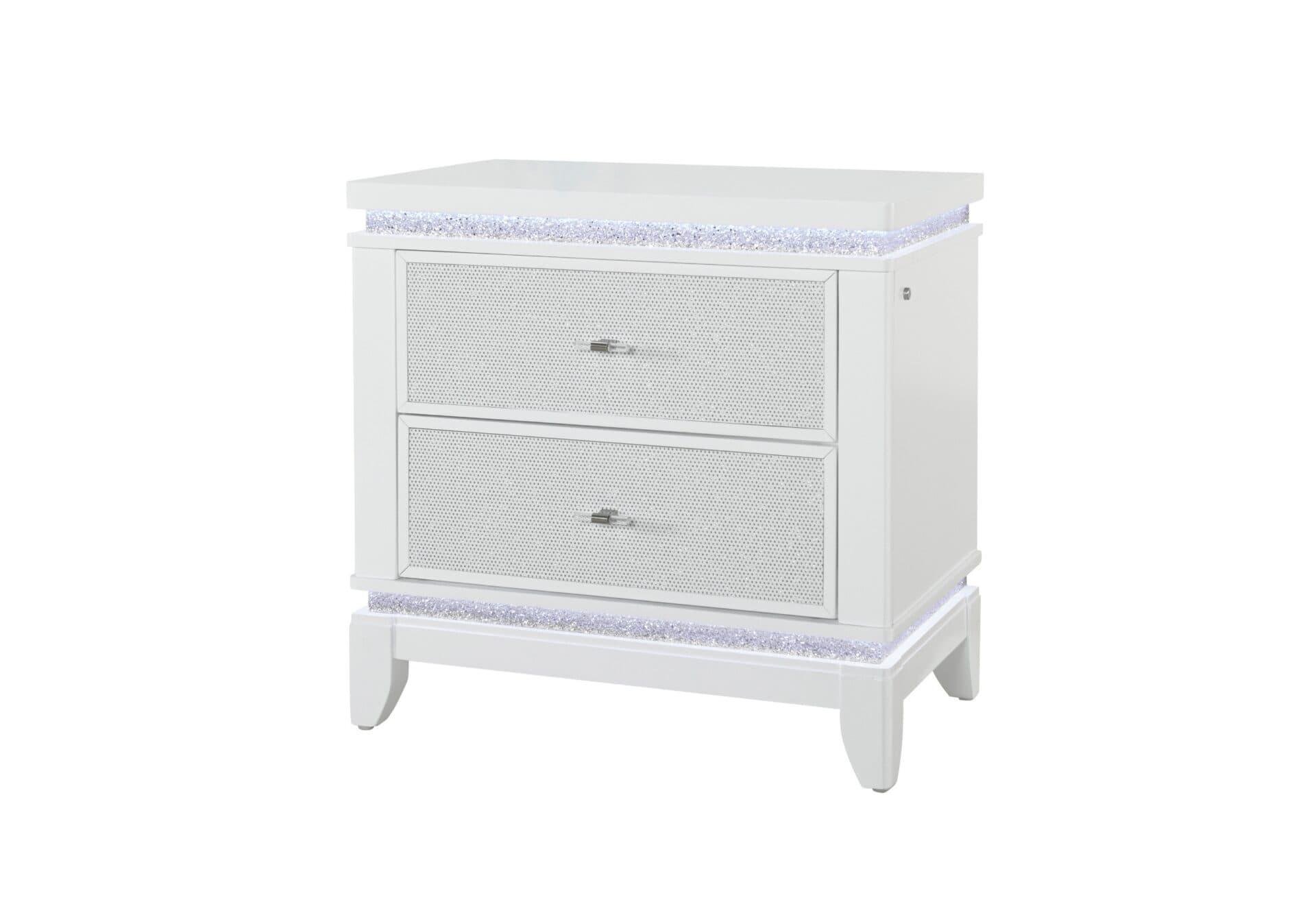 ALINA WHITE NIGHTSTAND WITH LED AND USB - thumbnail 2
