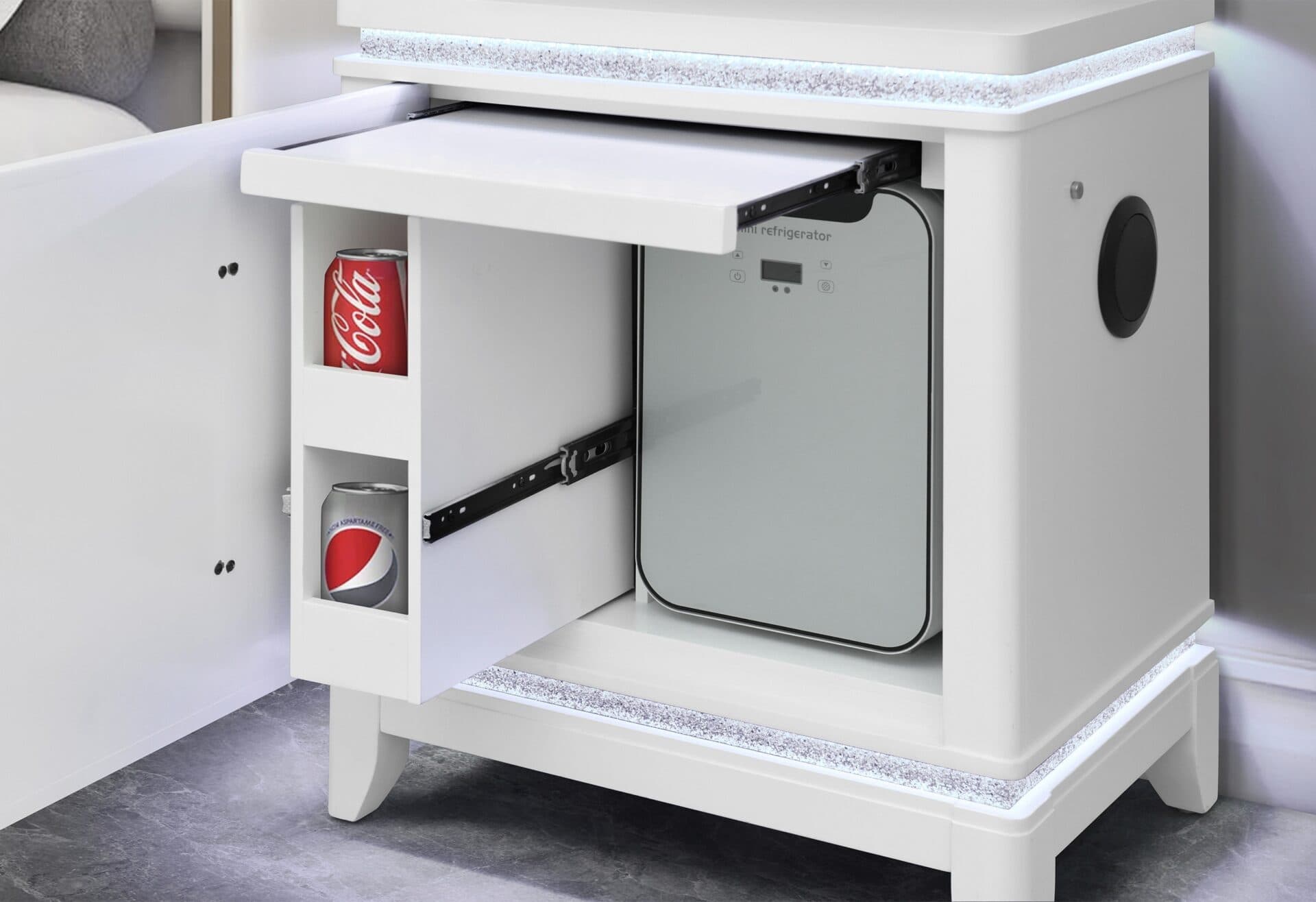 ALINA WHITE QUEEN BED GROUP WITH LED, COOLER, SPEAKER AND USB - thumbnail 4