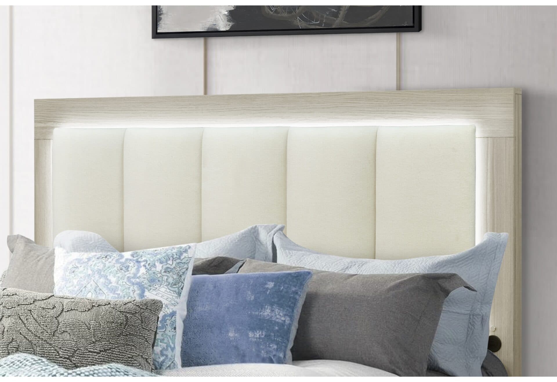 EMMA NATURAL/WHITE KING BED WITH LED AND USB - thumbnail 3