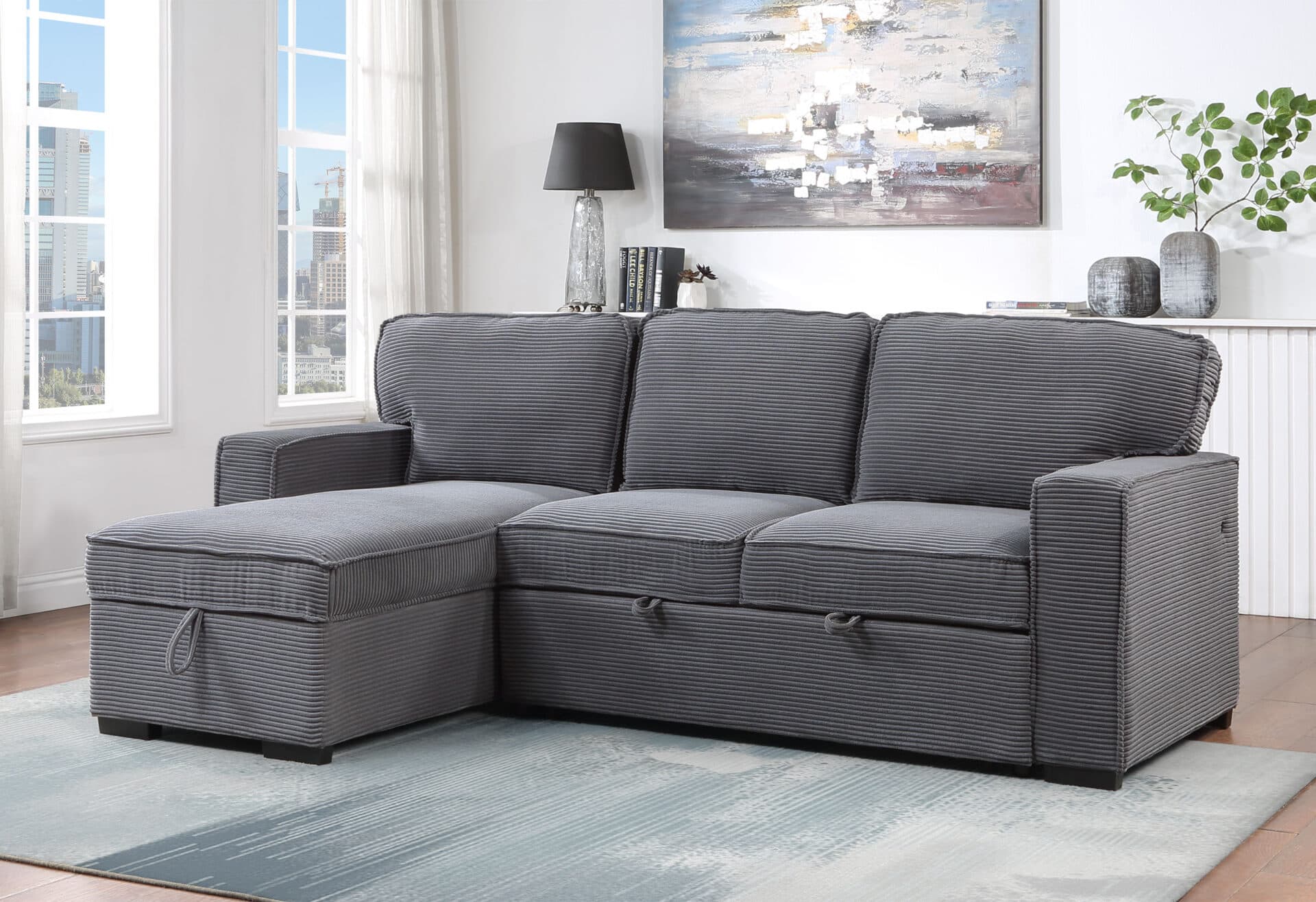 U0203 LIGHT GREY REVERSIBLE SOFA BED
