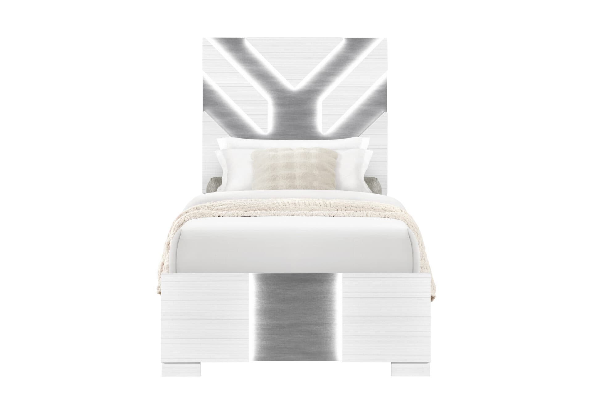 OPTIMUS WHT FULL BED WITH LED