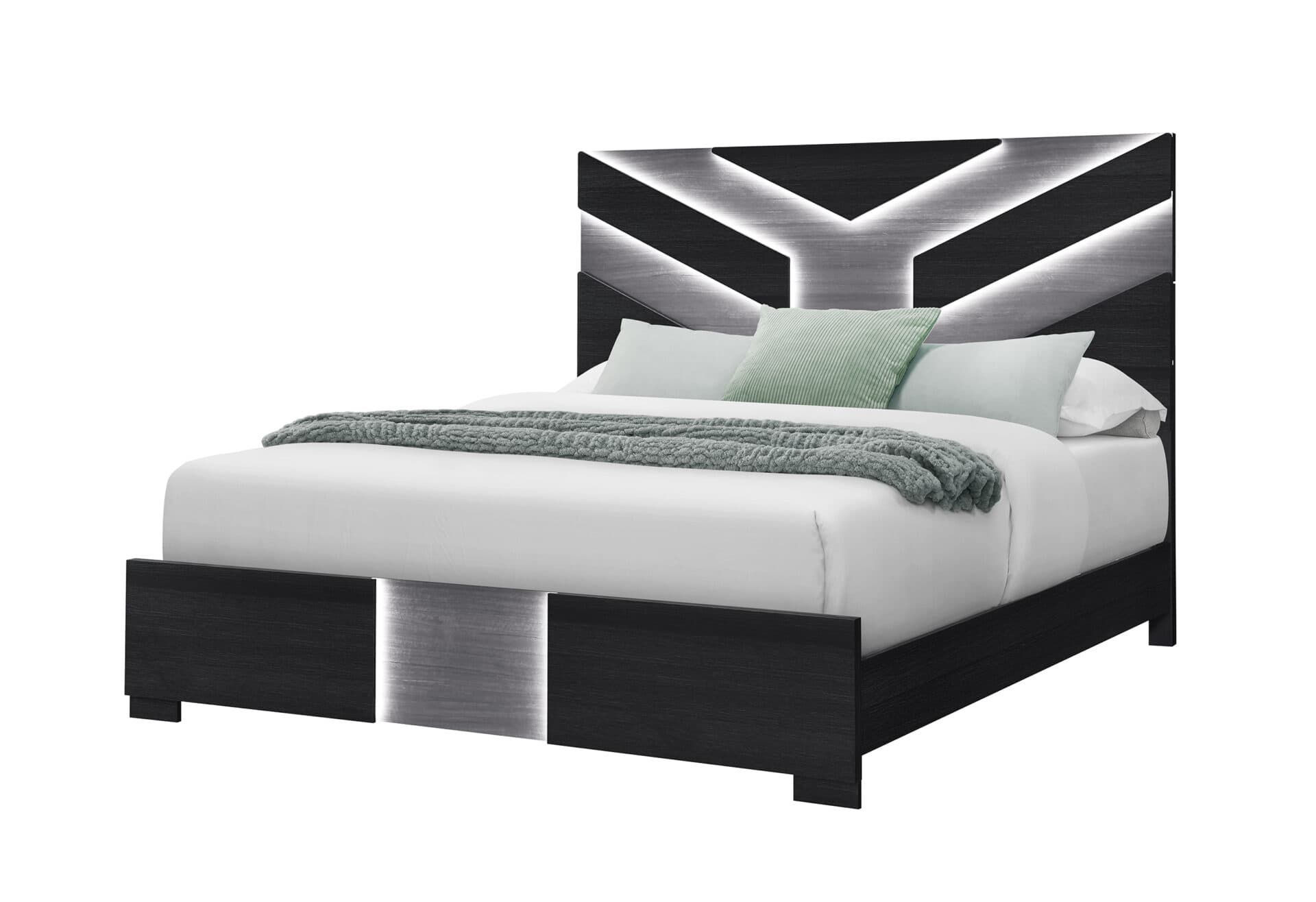OPTIMUS BLACK QUEEN BED WITH LED - thumbnail 2