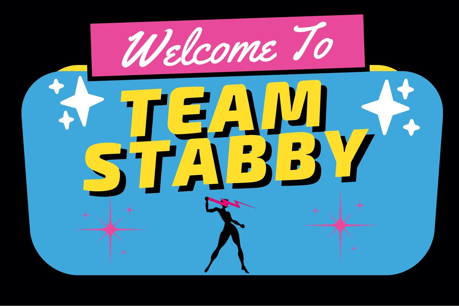 Team Stabby – Runner 3×2 Inch Sticker - thumbnail 2