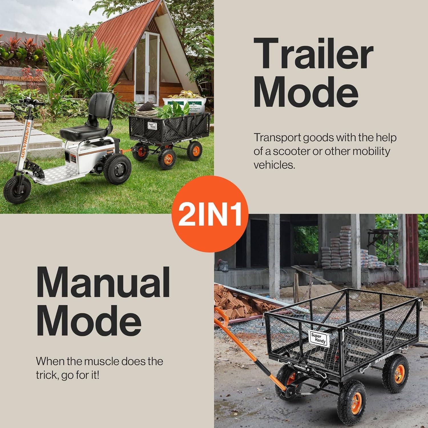 SuperHandy Towable Garden Cart - thumbnail 3