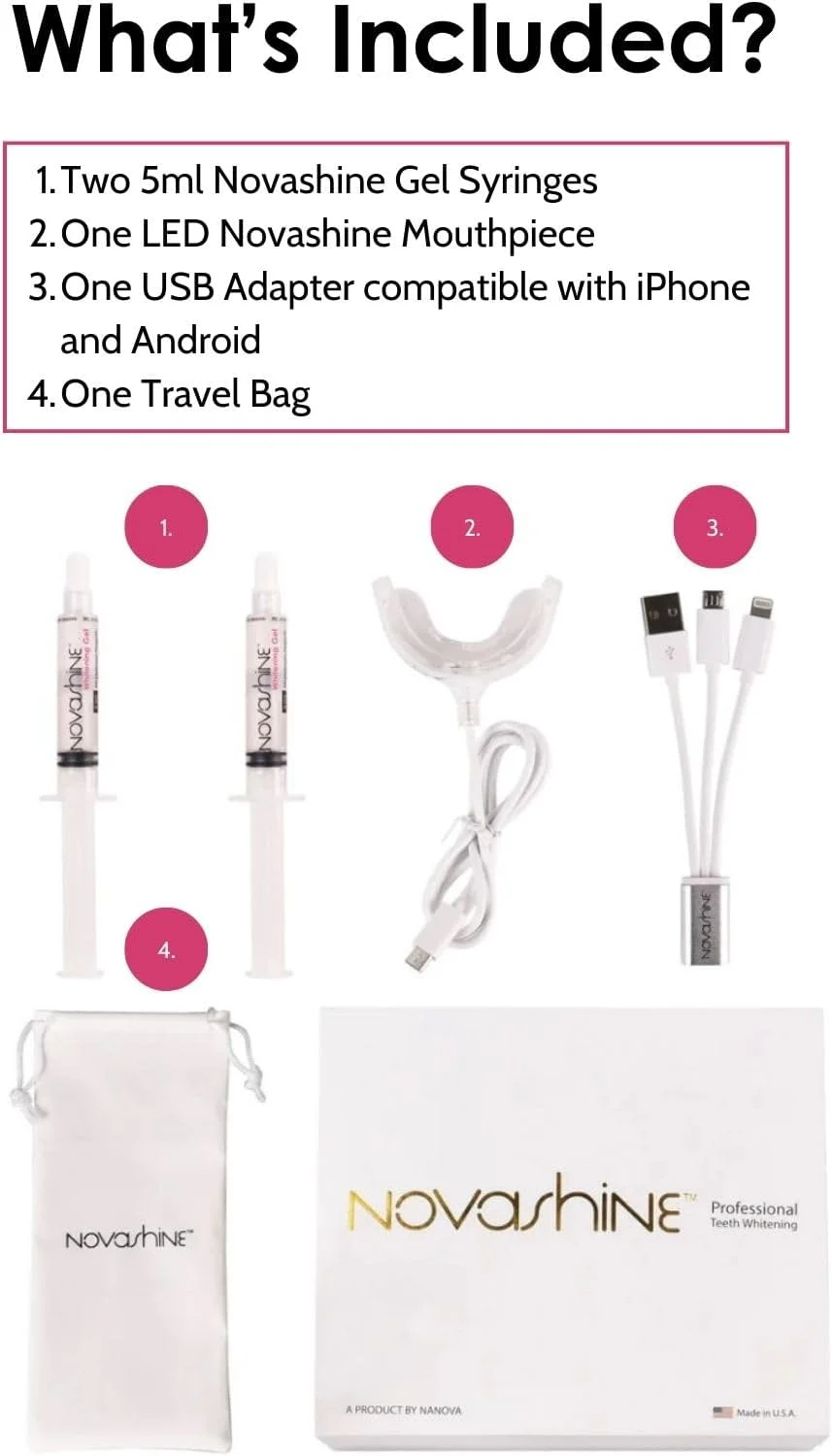 Novashine Professional Teeth Whitening Kit – Advanced LED & Peroxide Gel - thumbnail 6