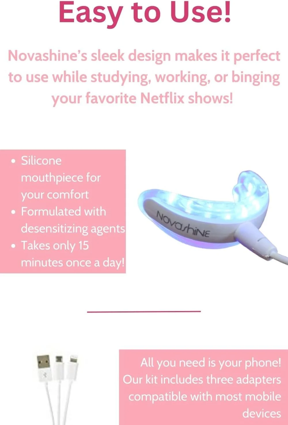 Novashine Professional Teeth Whitening Kit – Advanced LED & Peroxide Gel - thumbnail 5