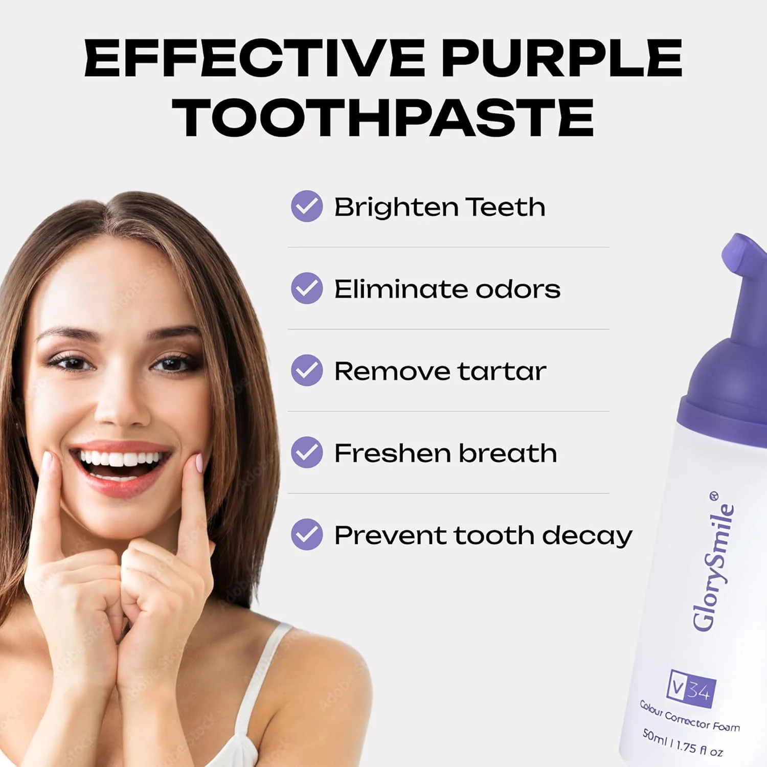 Purple Color-Correcting Teeth Whitening Foam – Gentle Daily Brightening - thumbnail 6