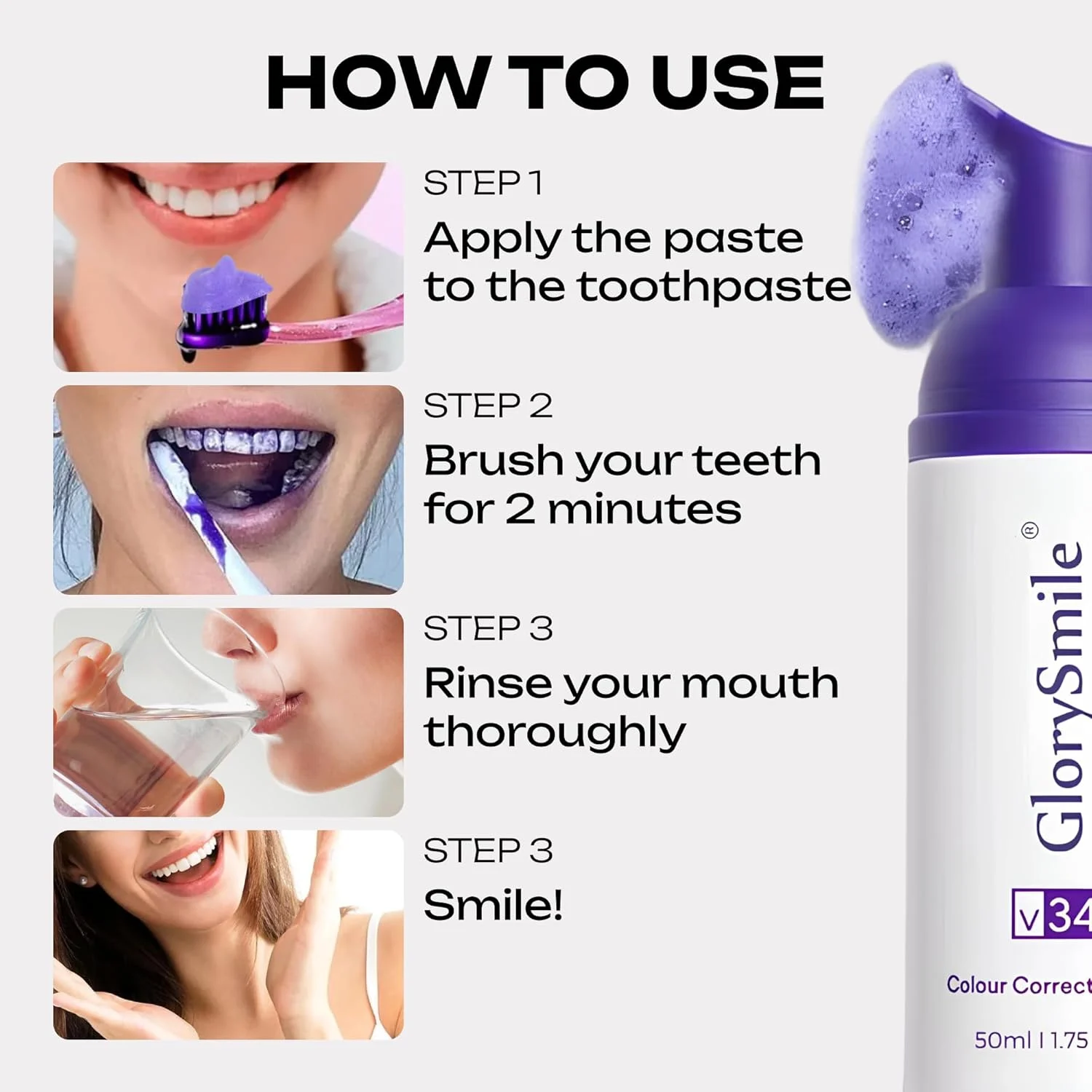 Purple Color-Correcting Teeth Whitening Foam – Gentle Daily Brightening - thumbnail 3
