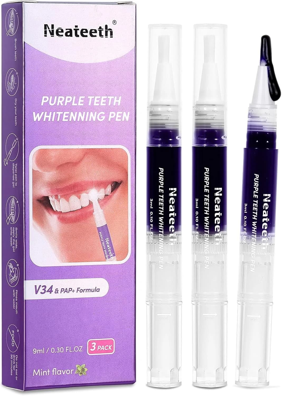Teeth Whitening Gel Pen – 3-Pack Purple Color Correcting Whitener