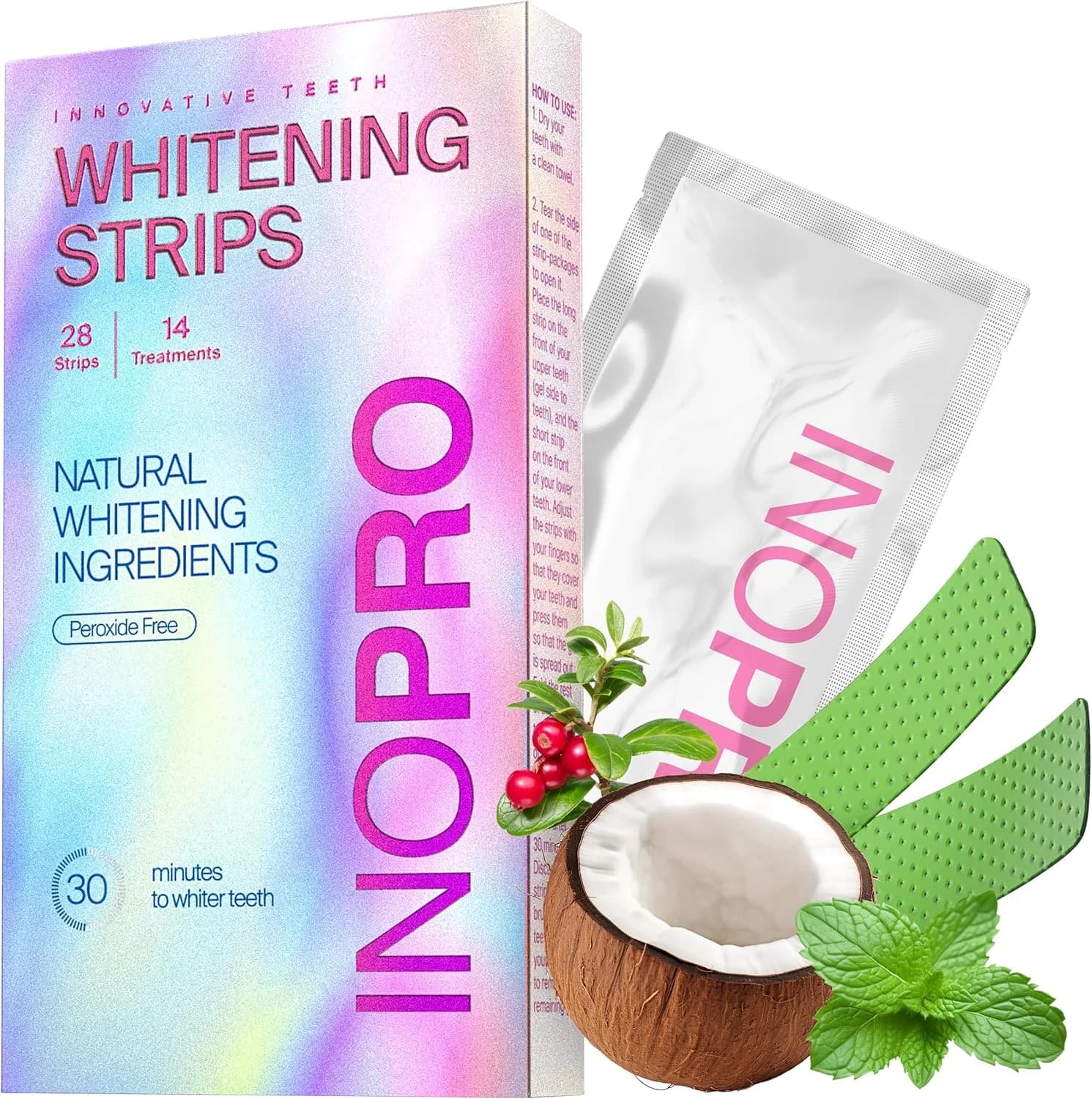 Teeth Whitening Strips – 14 Treatments, Peroxide-Free & Enamel Safe