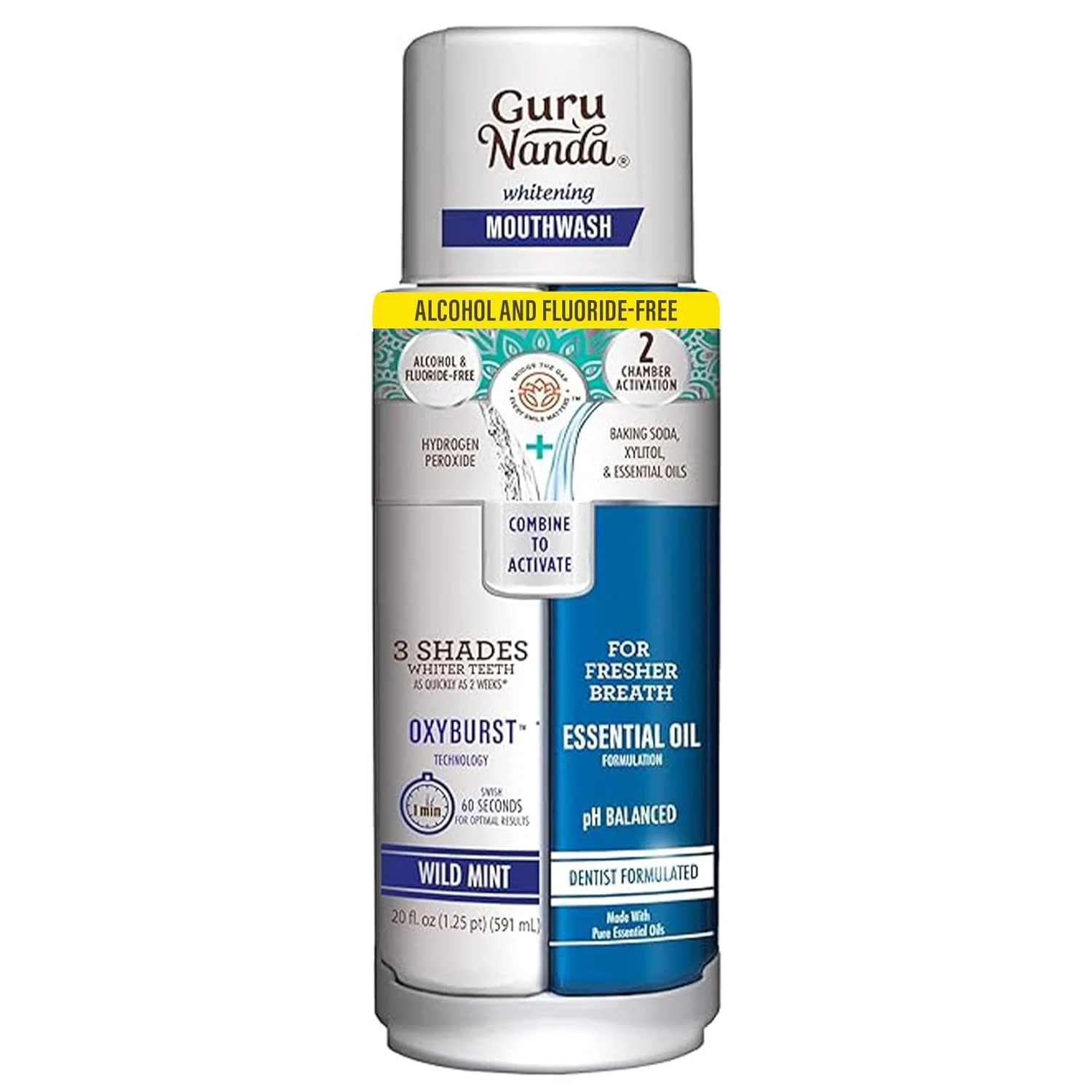 GuruNanda Oxyburst Whitening Mouthwash – Wild Mint Freshness