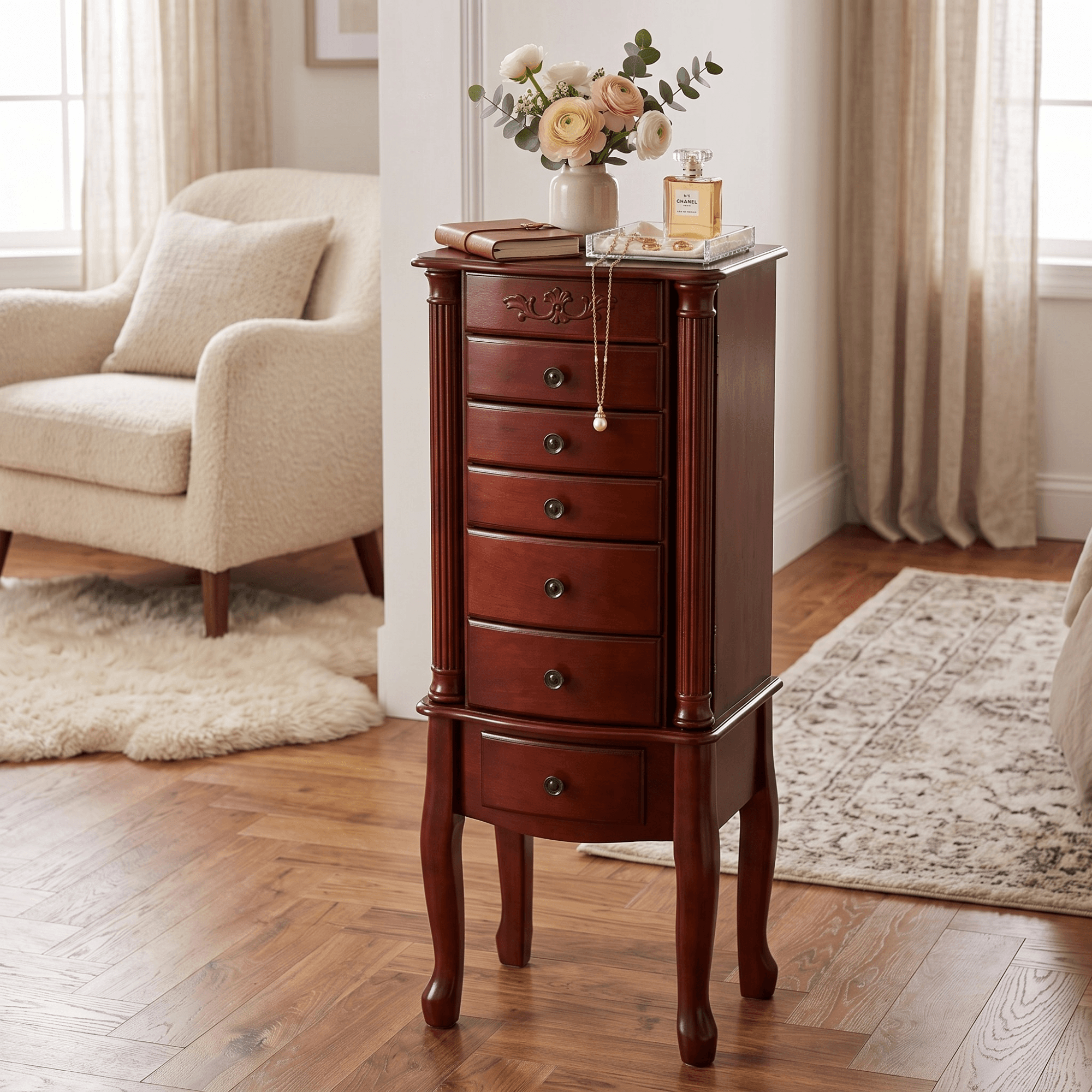 Morgan Jewelry Armoire ~ Cherry - thumbnail 5