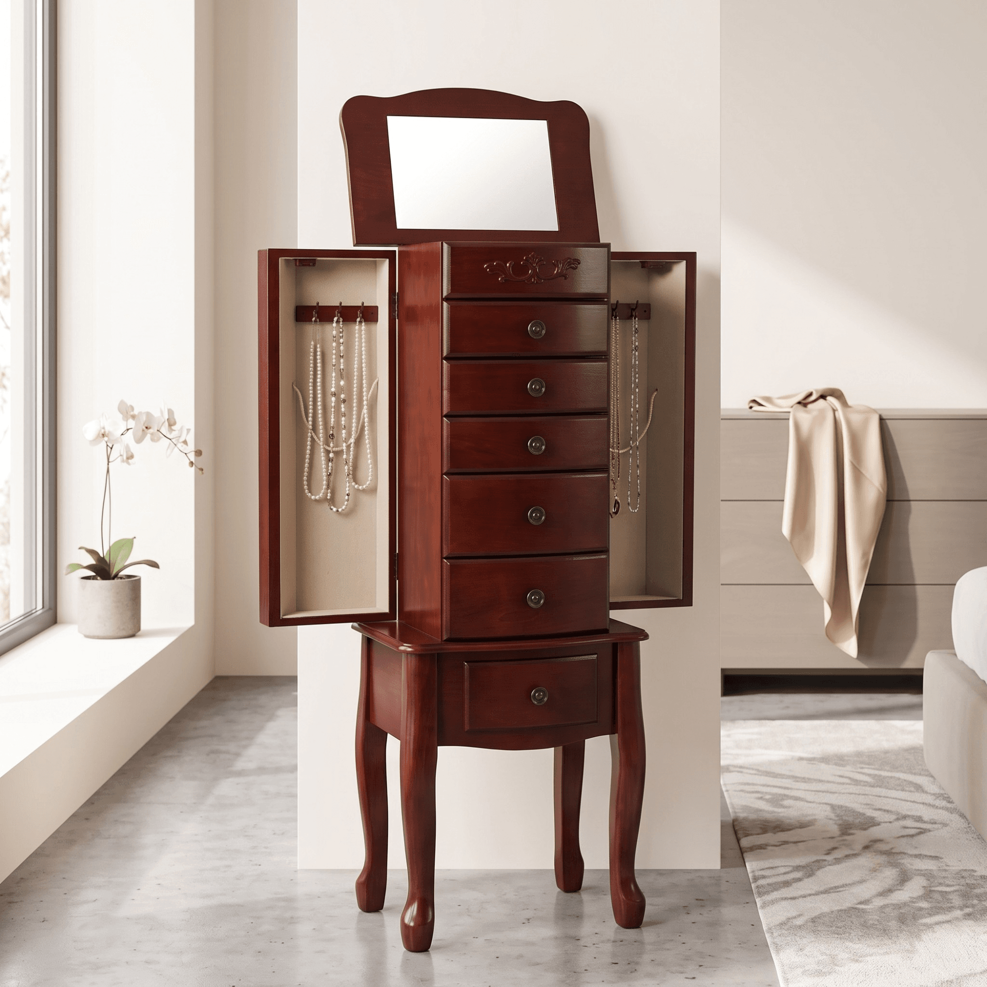 Morgan Jewelry Armoire ~ Cherry - thumbnail 6