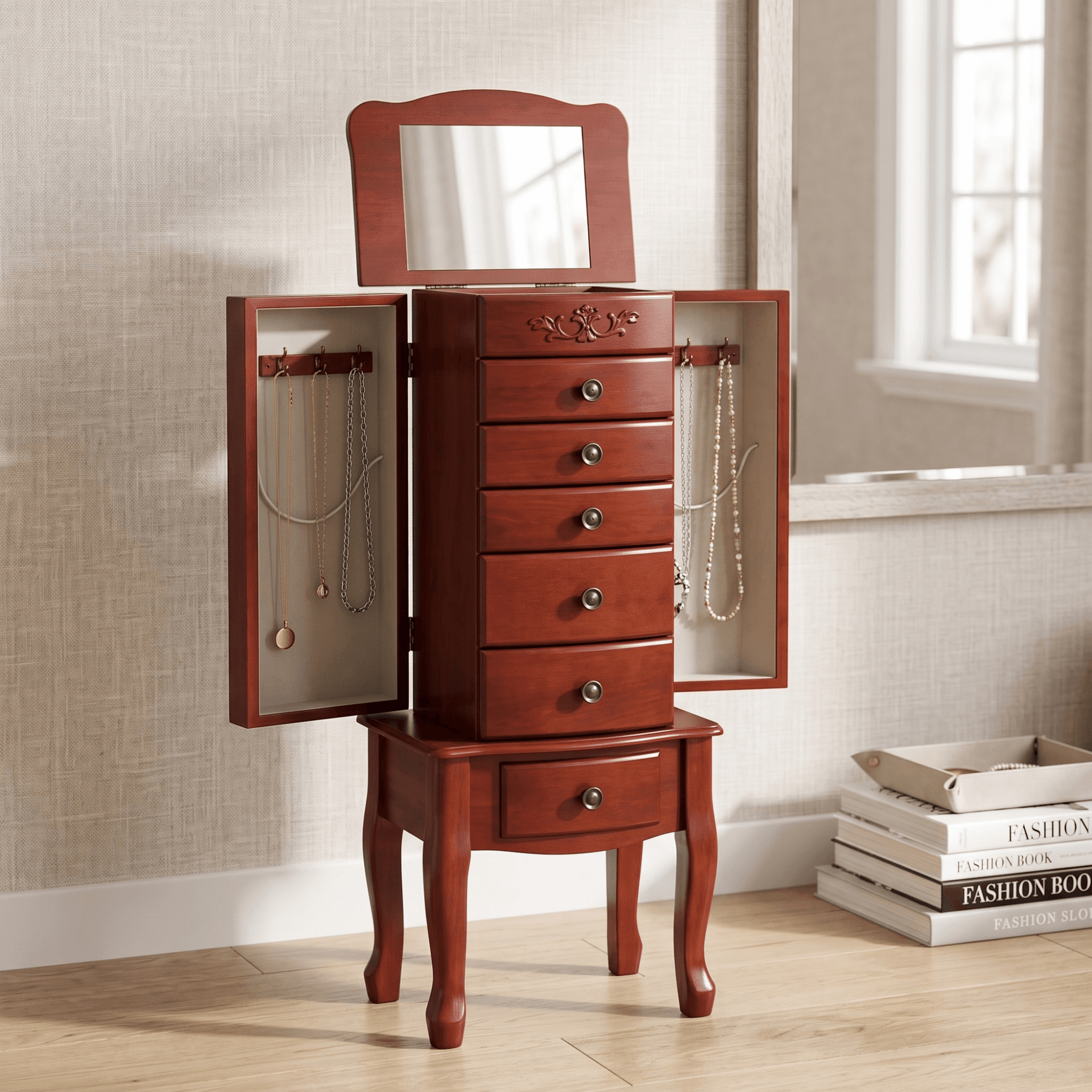 Morgan Jewelry Armoire ~ Cherry - thumbnail 2