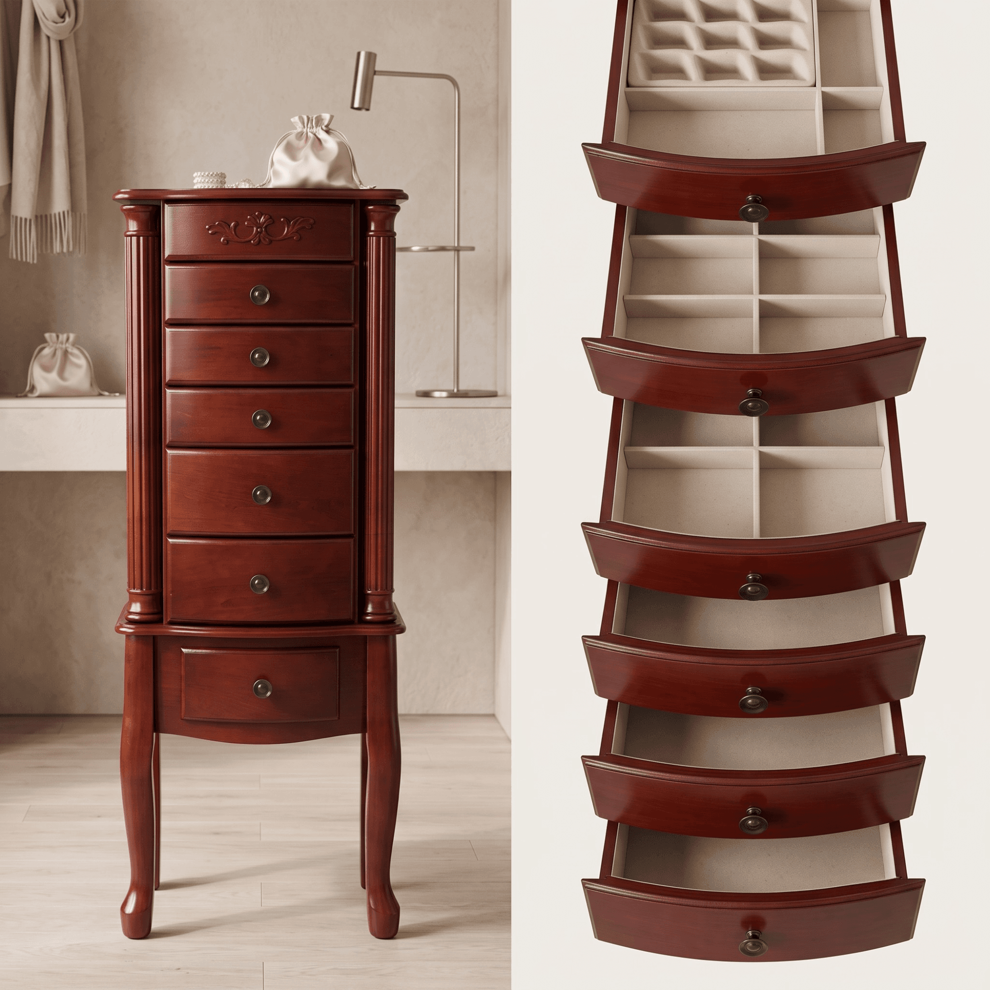 Morgan Jewelry Armoire ~ Cherry - thumbnail 4