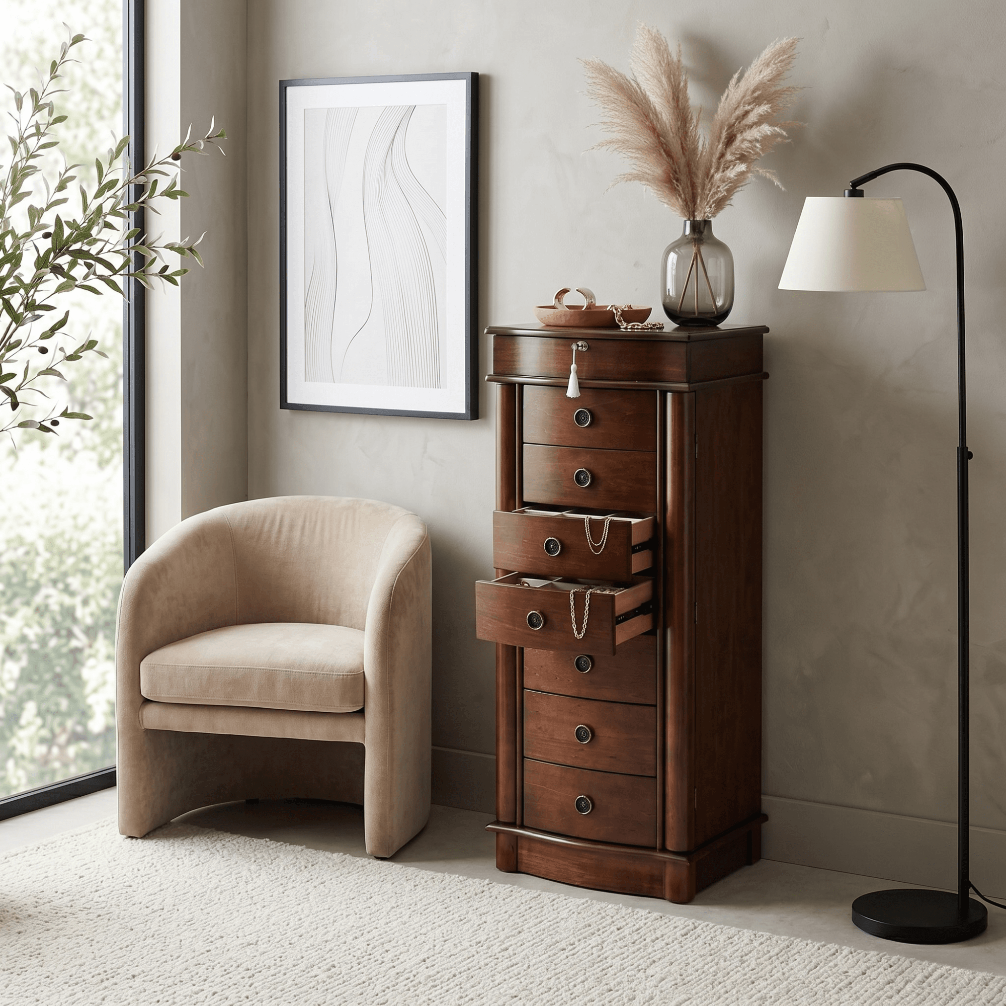 Naomi Jewelry Armoire ~ Walnut - thumbnail 5
