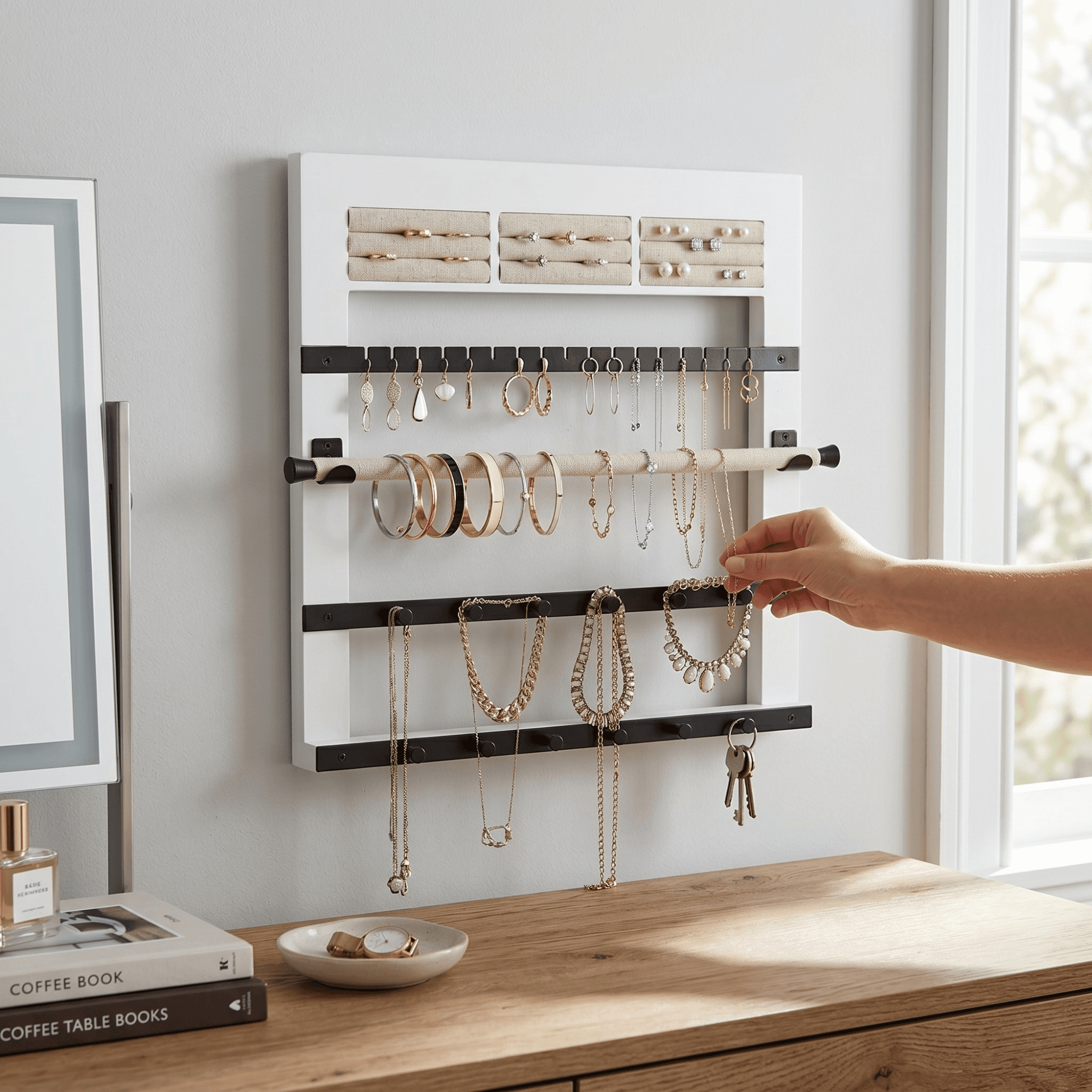 Tori Hanging Jewelry Display Organizer ~ White - thumbnail 2