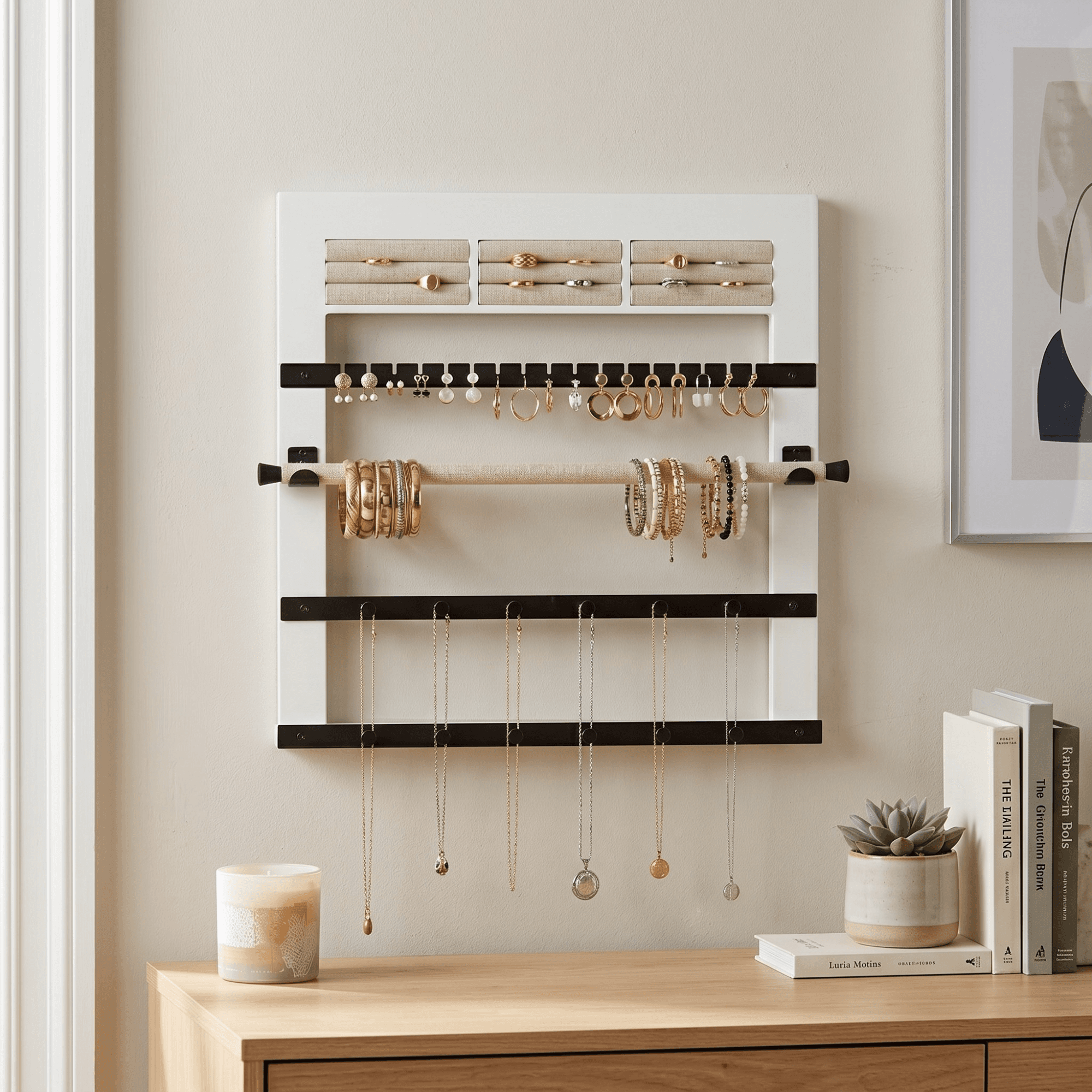 Tori Hanging Jewelry Display Organizer ~ White