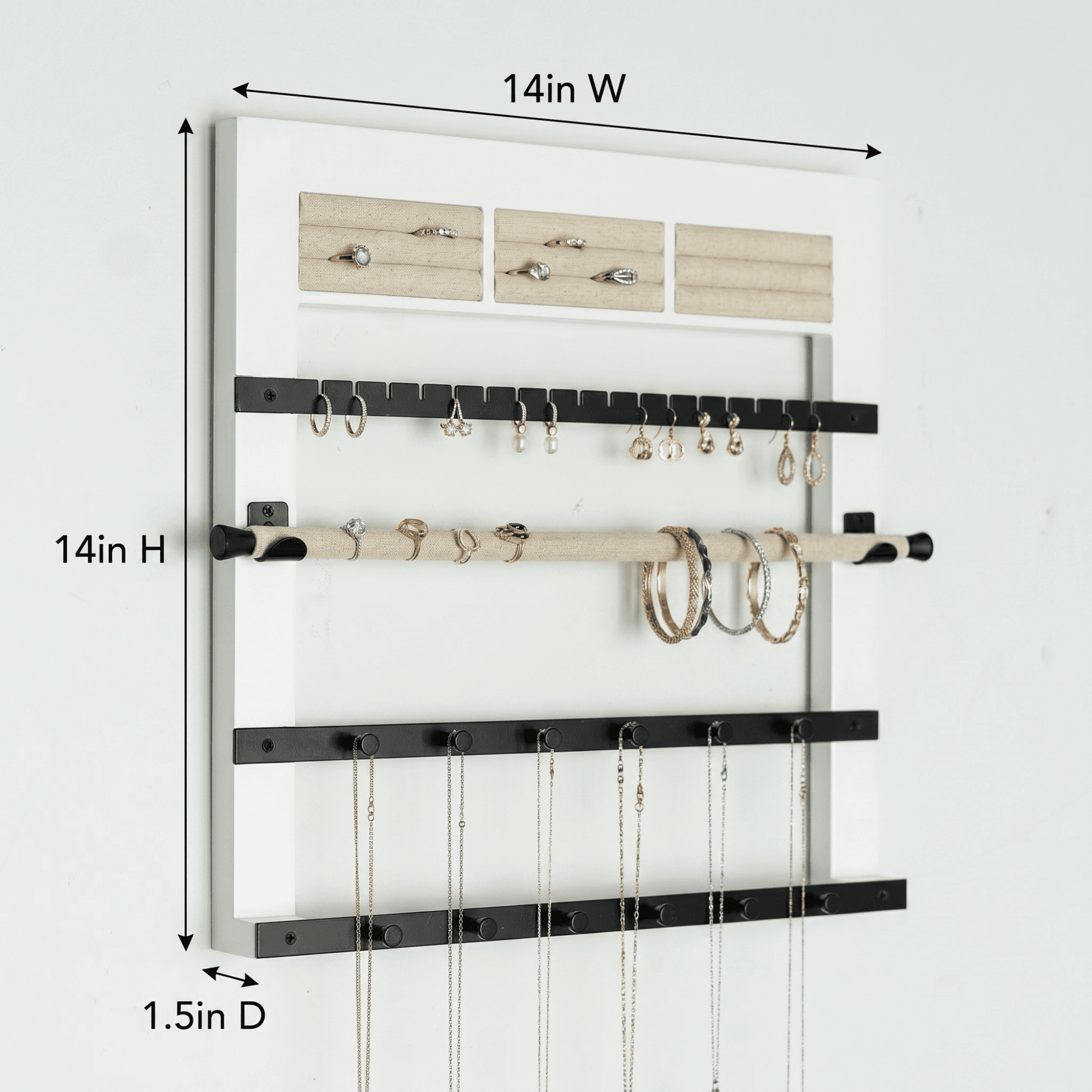 Tori Hanging Jewelry Display Organizer ~ White - thumbnail 6