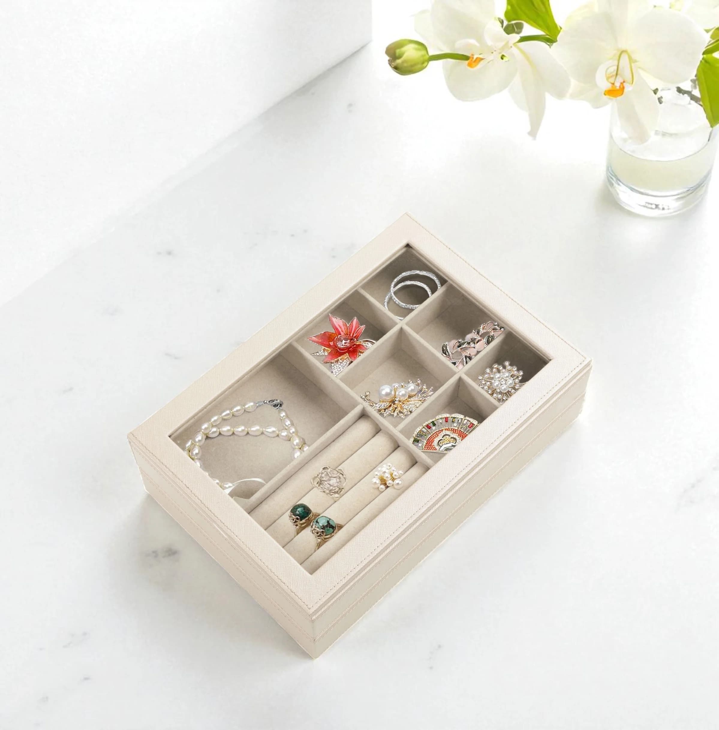 Jaclyn Stackable Jewelry Trays, Gold - thumbnail 2
