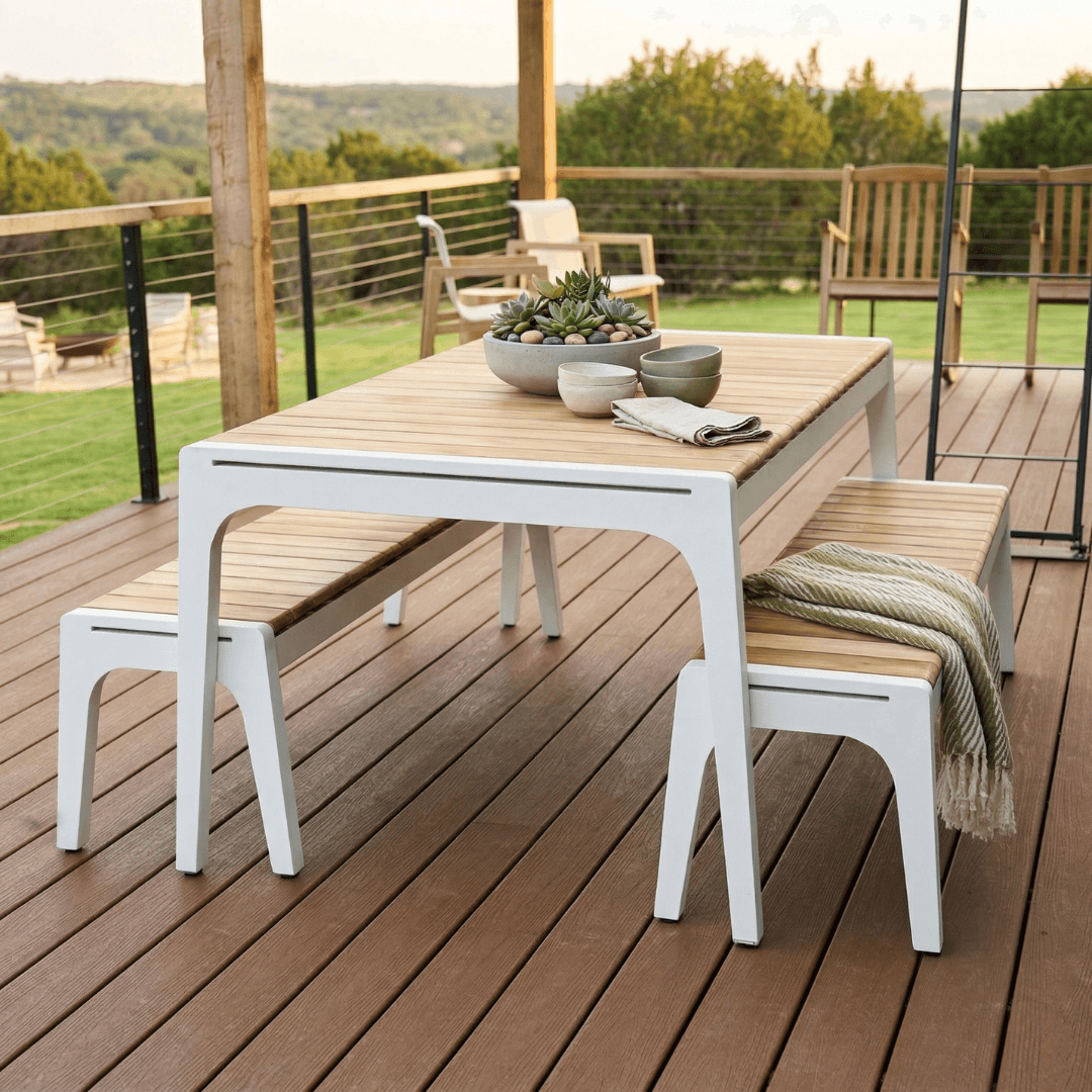 Catalina Largo Patio Dining Table, White - thumbnail 2