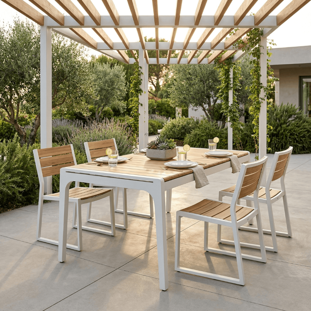 Catalina Largo Patio Dining Table, White - thumbnail 4