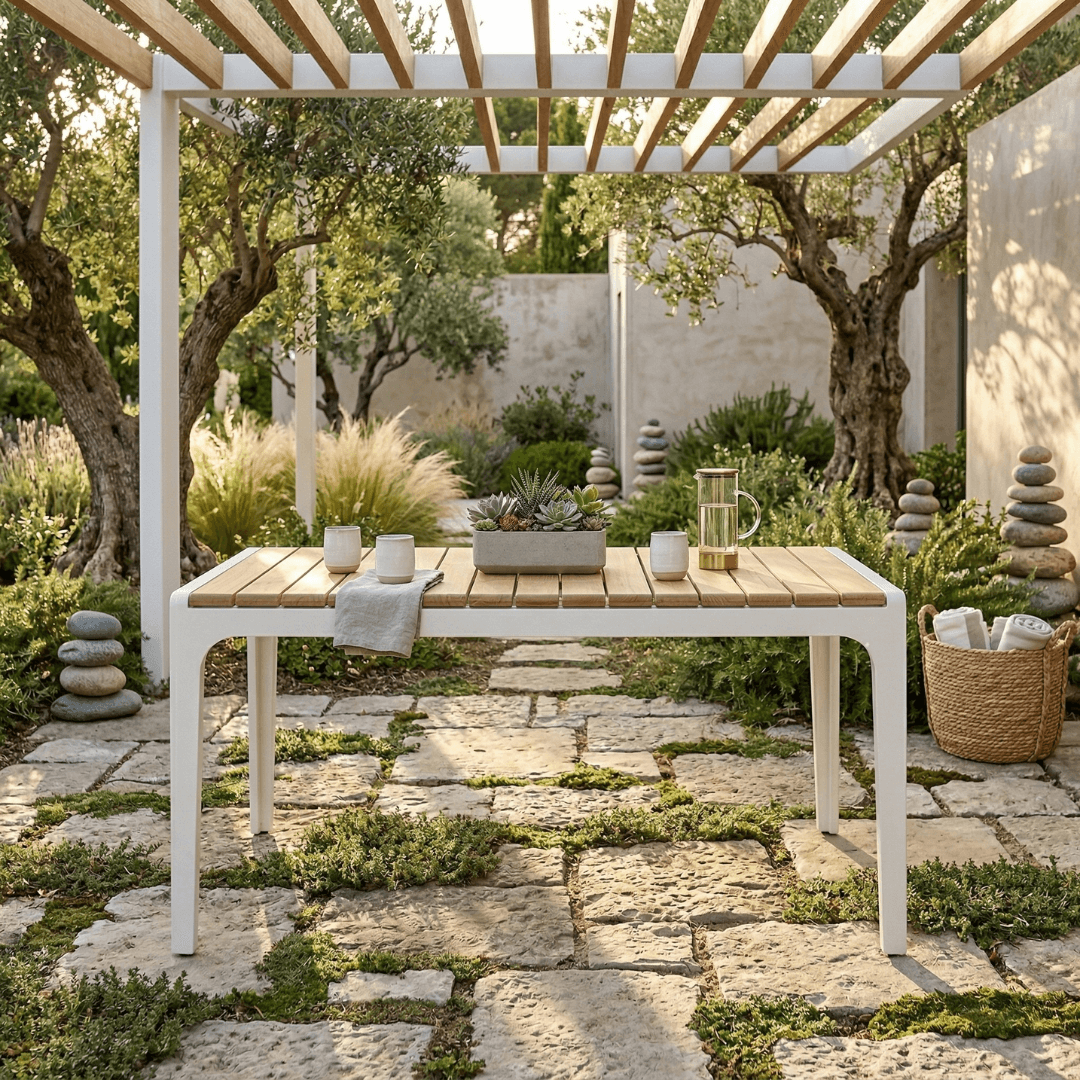 Catalina Largo Patio Dining Table, White - thumbnail 5