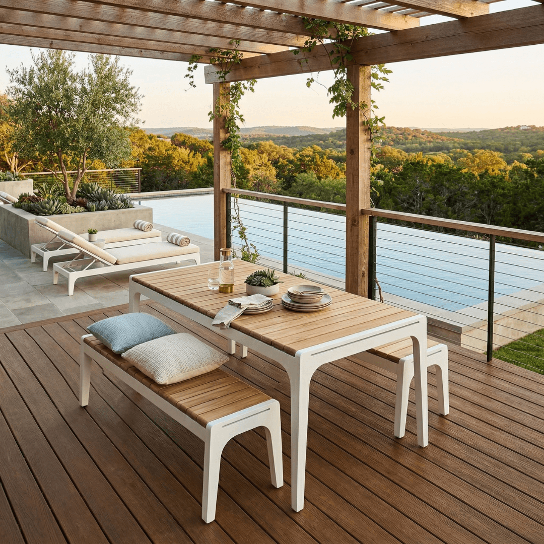 Catalina Largo Patio Dining Table, White - thumbnail 6