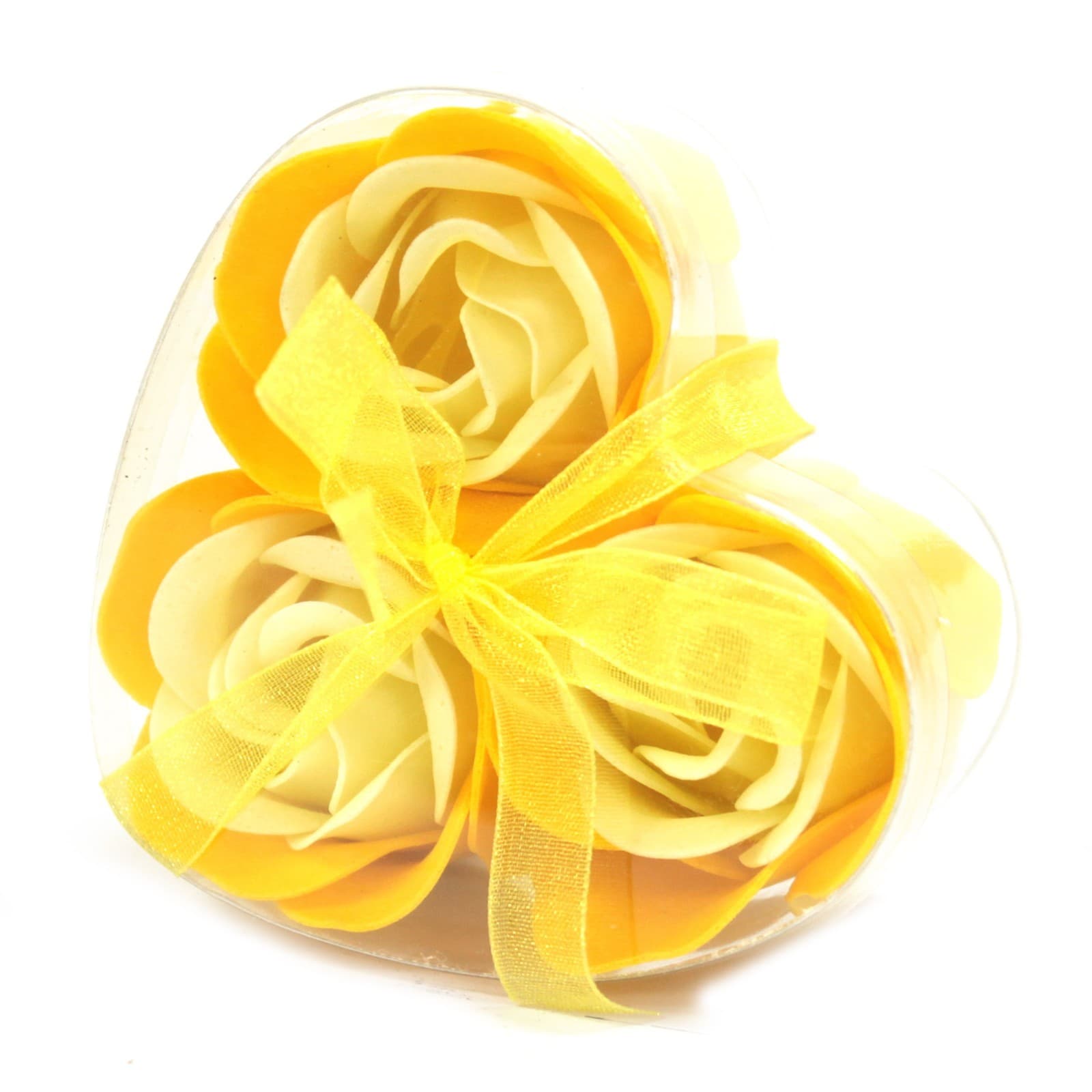 3 Yellow Soap Roses Box