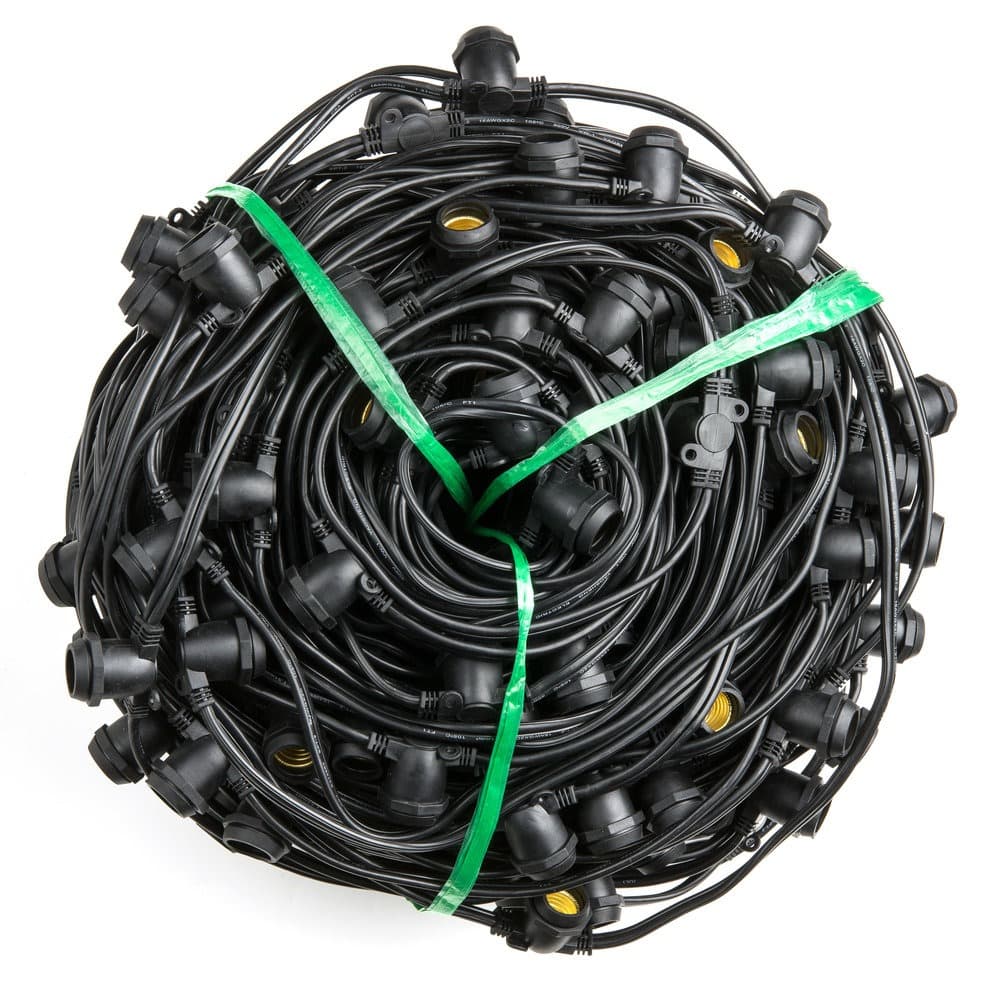 Black 330’ 265 Socket C9 Commercial Grade Light String Spool with 16 Gauge Wire
