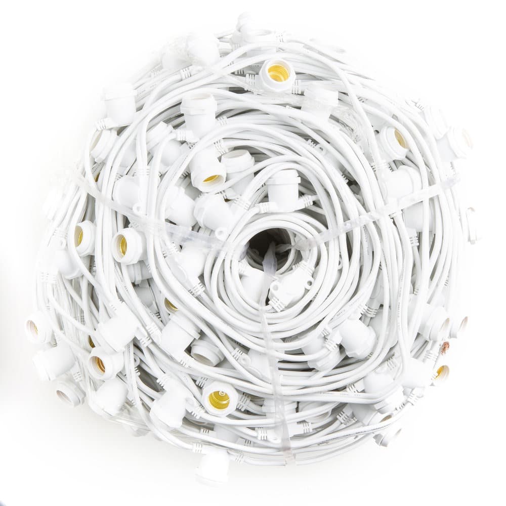 White 330’ 265 Socket C9 Commercial Grade Light String Spool with 16 Gauge Wire
