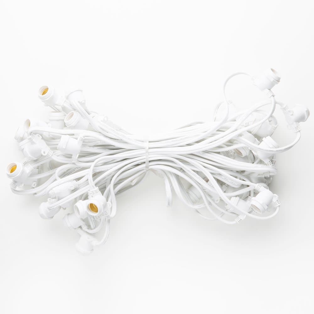 White 50′ 40 Socket C9 Commercial Grade Light Strings with 16 Gauge Wire