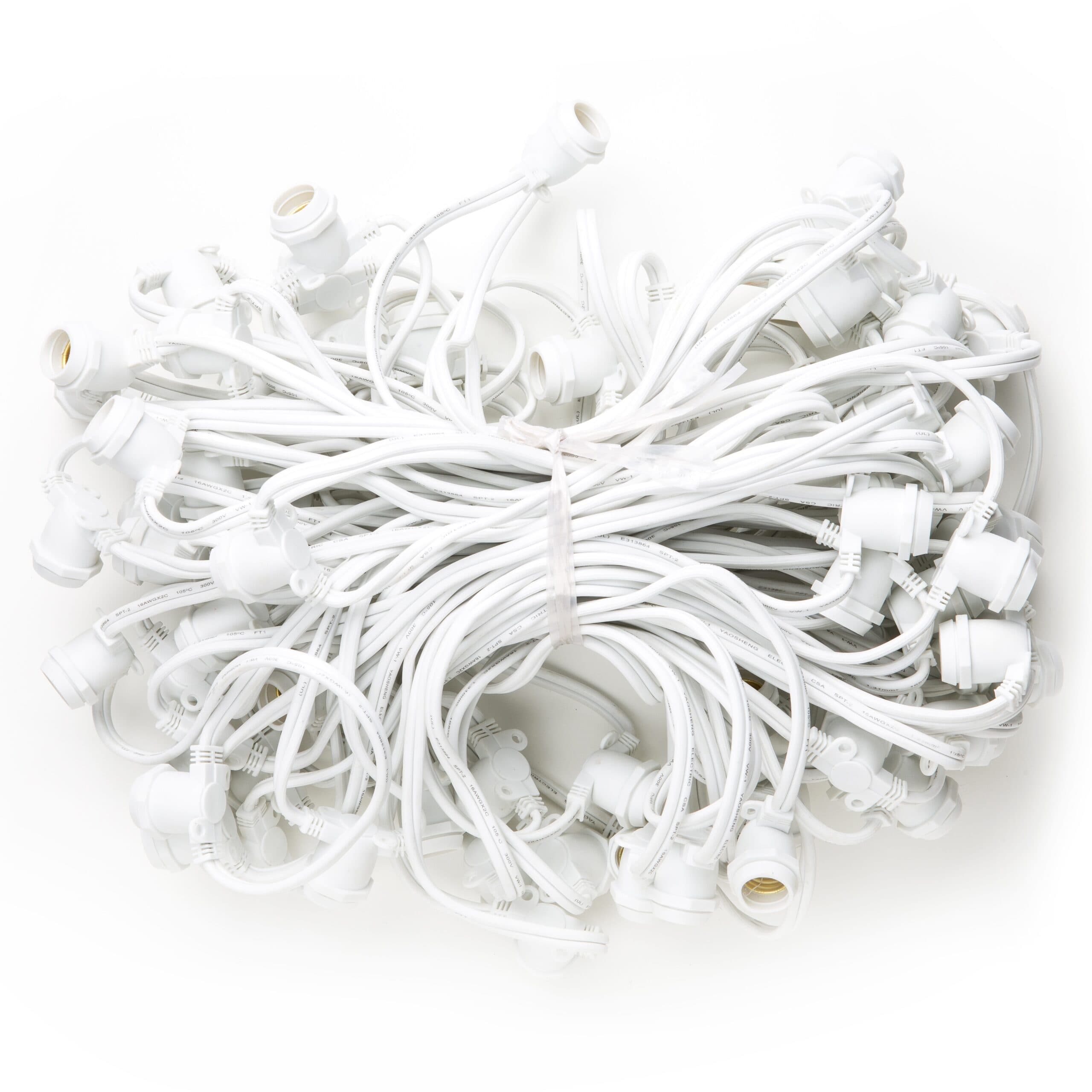 White 100′ 80 Socket C9 Commercial Grade Light Strings with 16 Gauge Wire