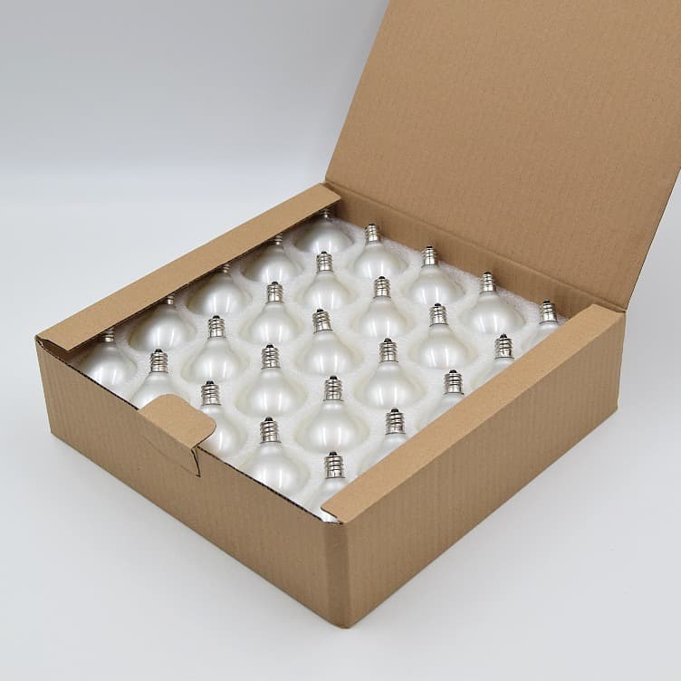 (Box of 25) LED G50 WHITE SATIN PEARL C7 (E12) Base Light Bulbs - thumbnail 2
