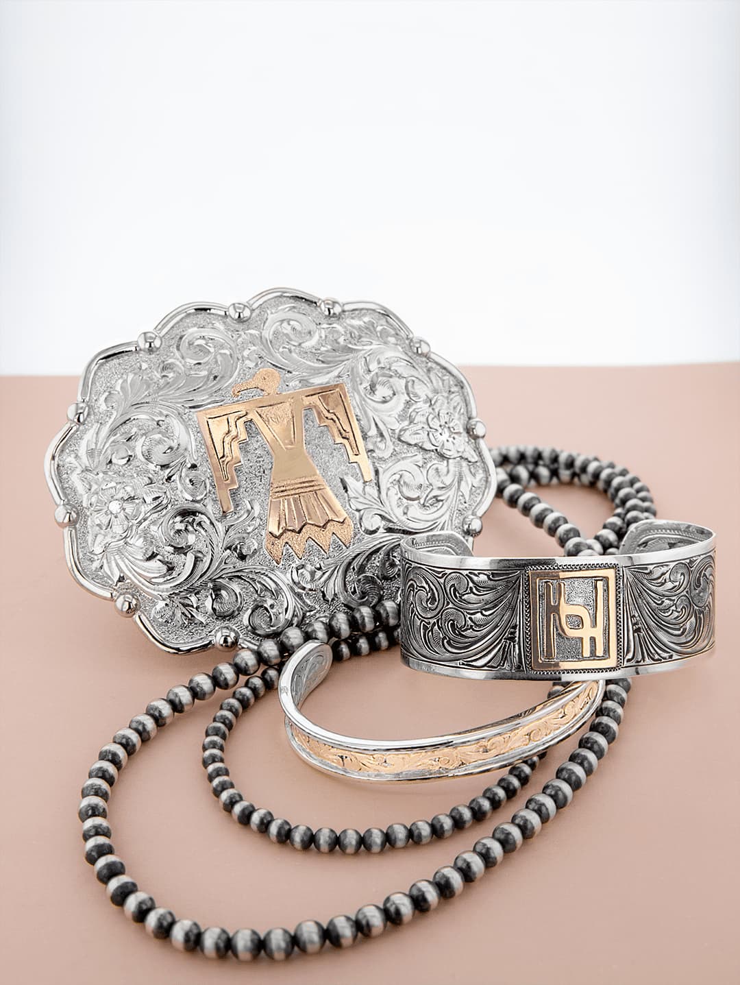 Vintage Engraved Hyo Silver Branded Cuff Bracelet - thumbnail 3