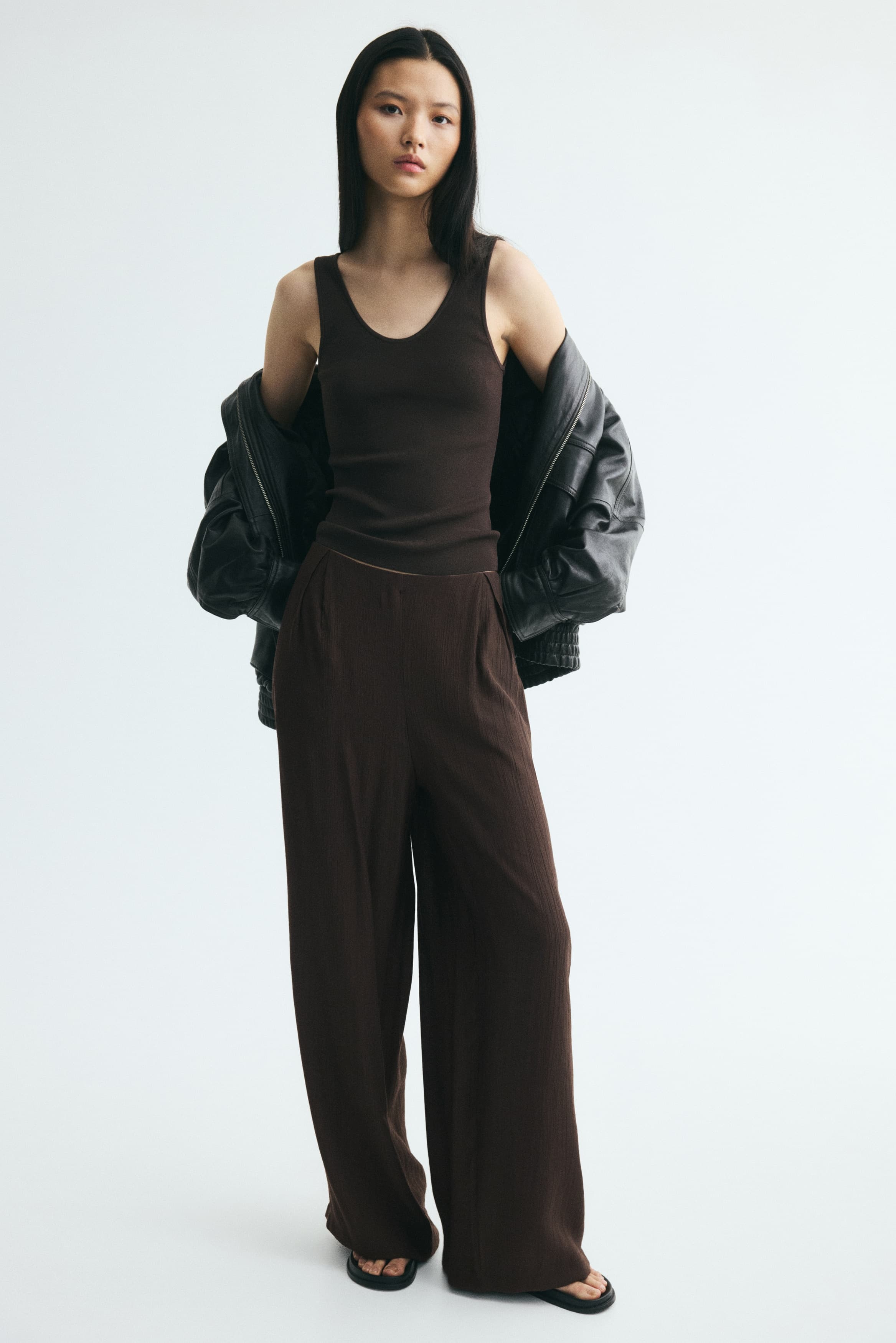 Crinkled Viscose-Blend Pants