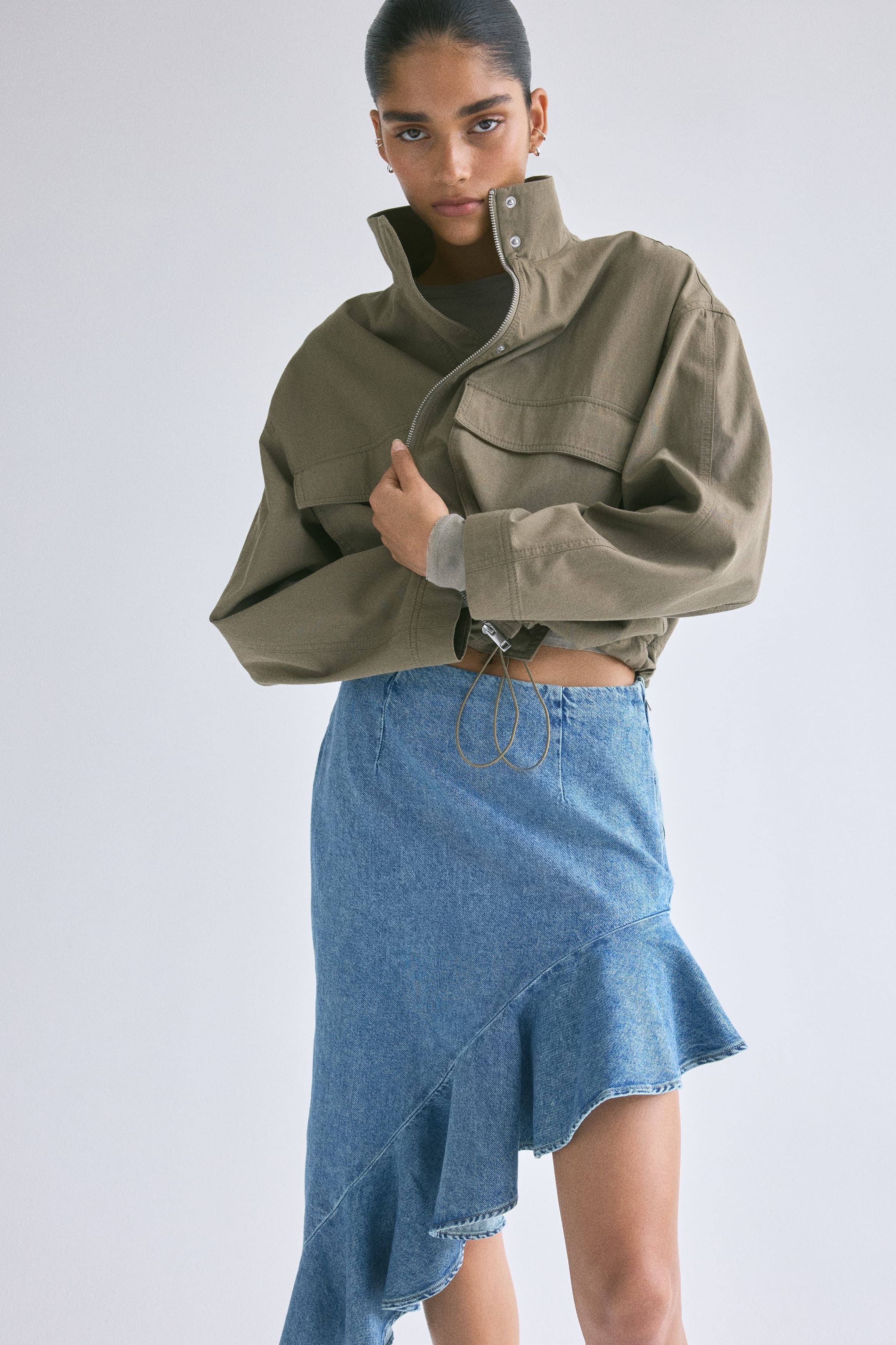 Asymmetric Denim Skirt