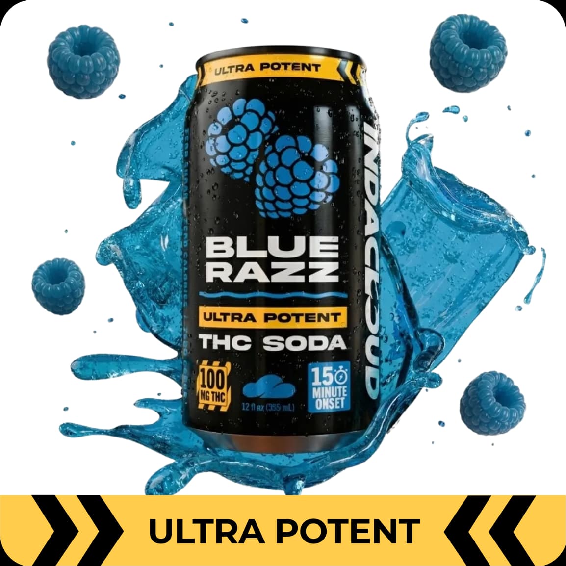 Blue Razz 100mg Sugarfree THC Soda