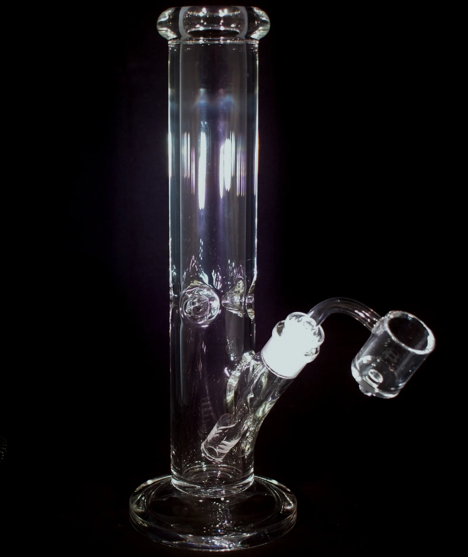 Thick Glass Straight Waterpipe w/ Flower Bowl – 14mm - thumbnail 2