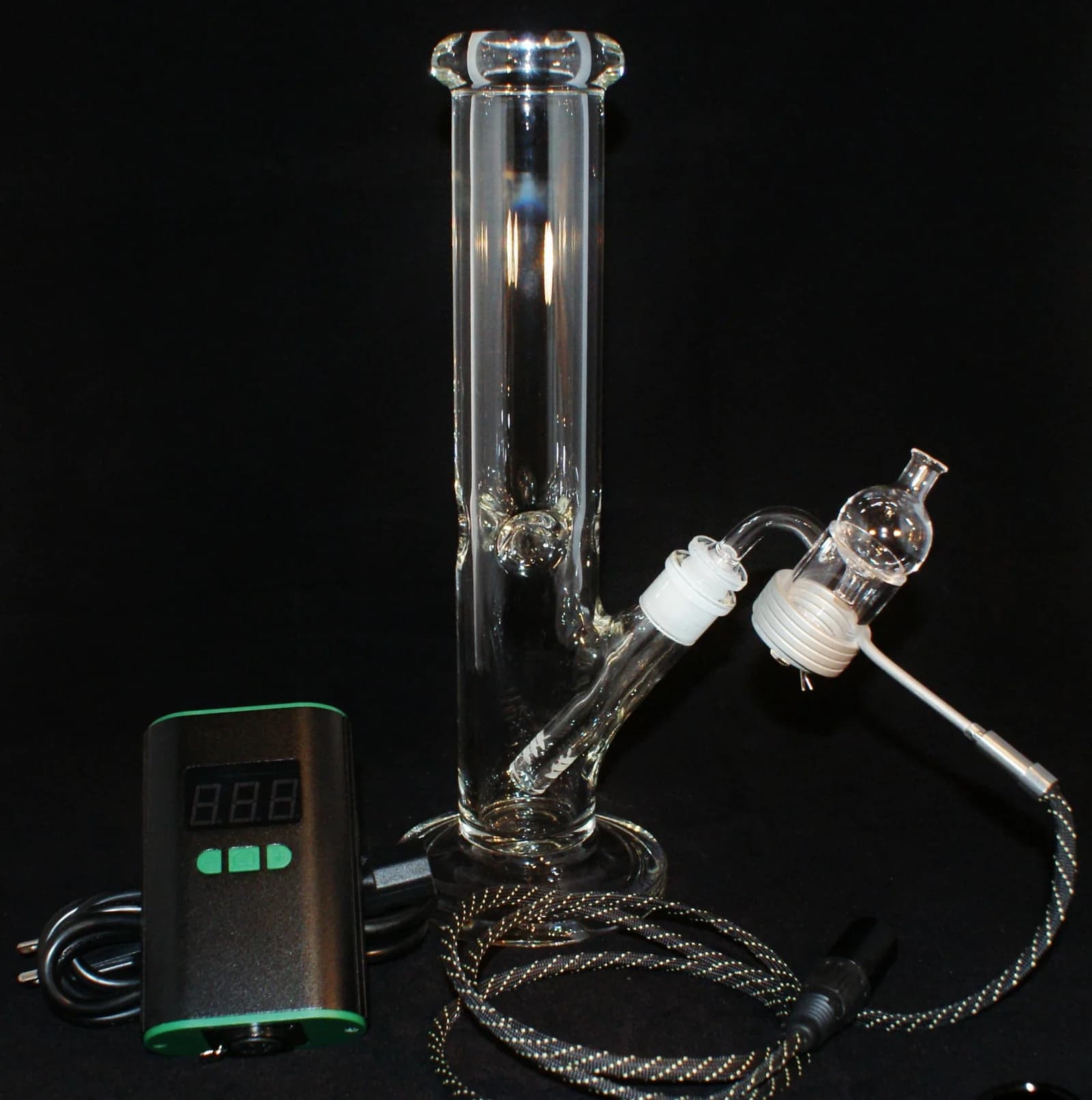 Thick Glass Straight Waterpipe w/ Flower Bowl – 14mm - thumbnail 6