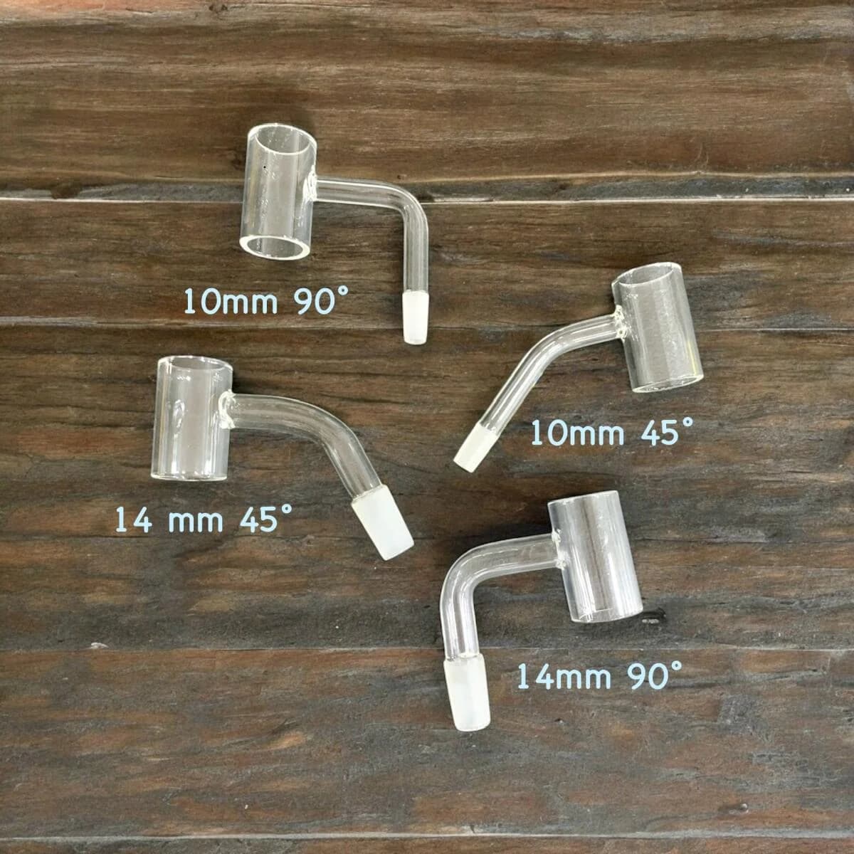 v4 & v5 10mm & 14mm male 90°/45° Bottomless Quartz Banger & Glass Carb Cap