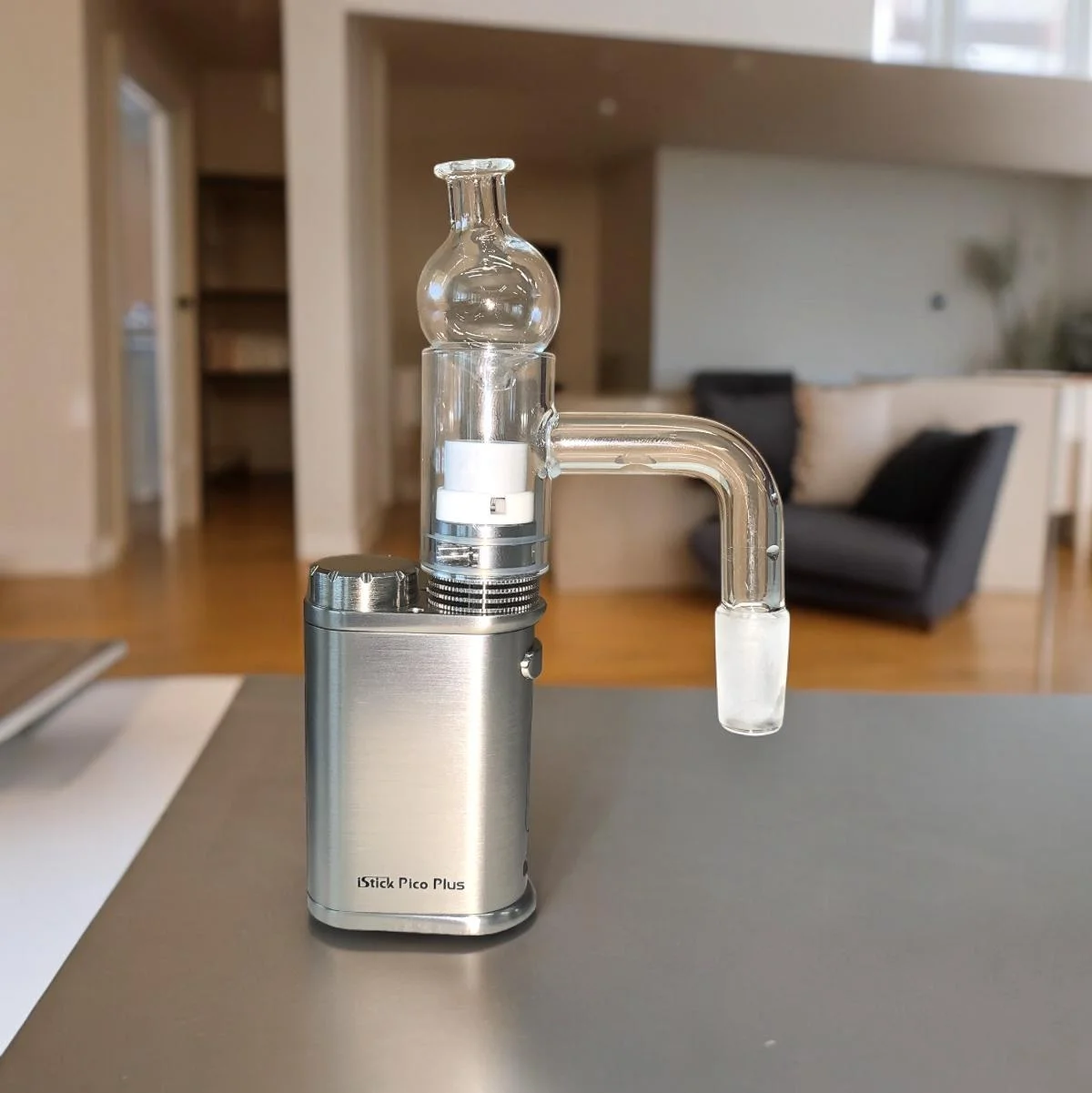 v4 & v5 10mm & 14mm male 90°/45° Bottomless Quartz Banger & Glass Carb Cap - thumbnail 4