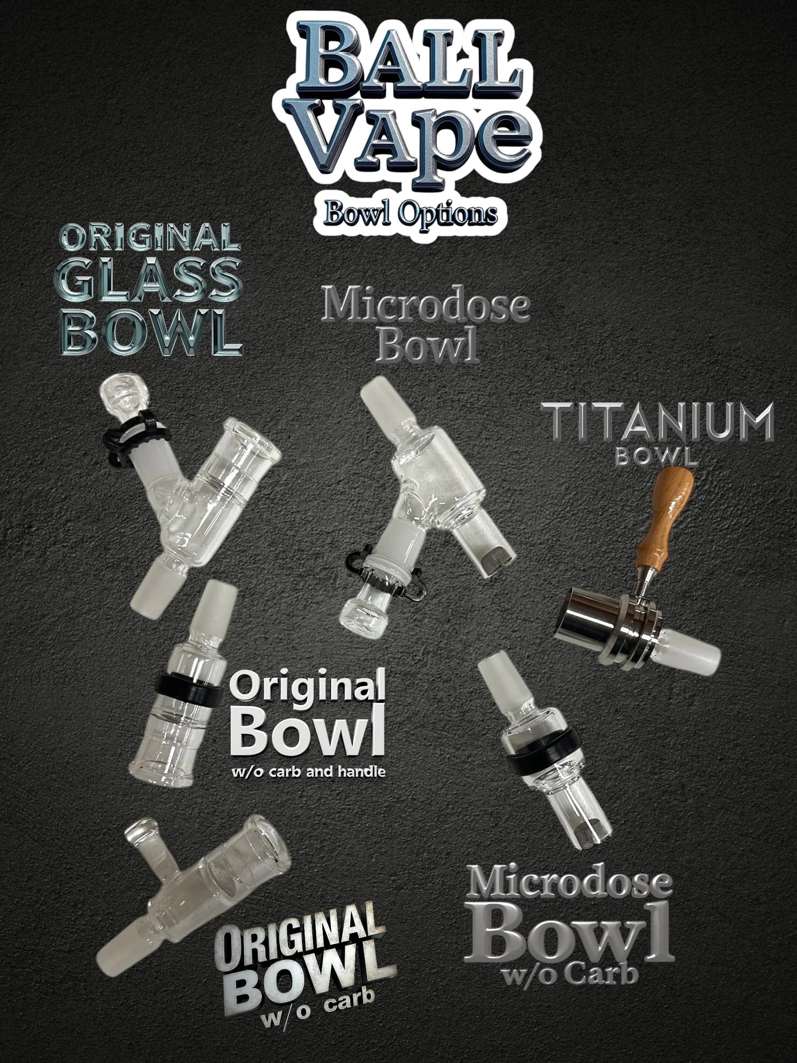 Glass & Titanium Flower Bowls for All Styles of Ruby And Thermal Twist Ball Vape Kits