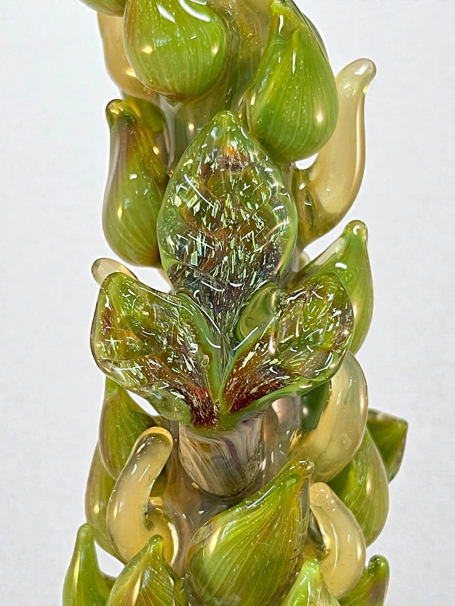 Hand-Blown Green Hemp Leaf 14mm Female Extender for Nice Dreamz Fogger | Mr. Gray Glass - thumbnail 4
