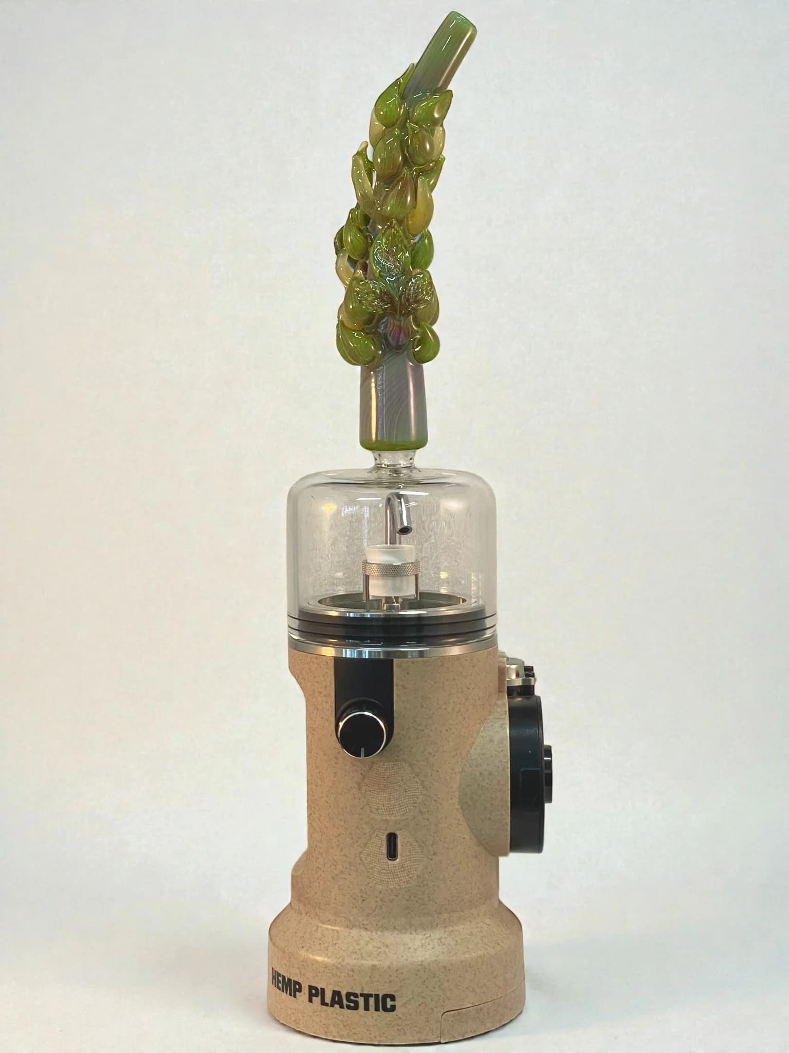 Hand-Blown Green Hemp Leaf 14mm Female Extender for Nice Dreamz Fogger | Mr. Gray Glass - thumbnail 7