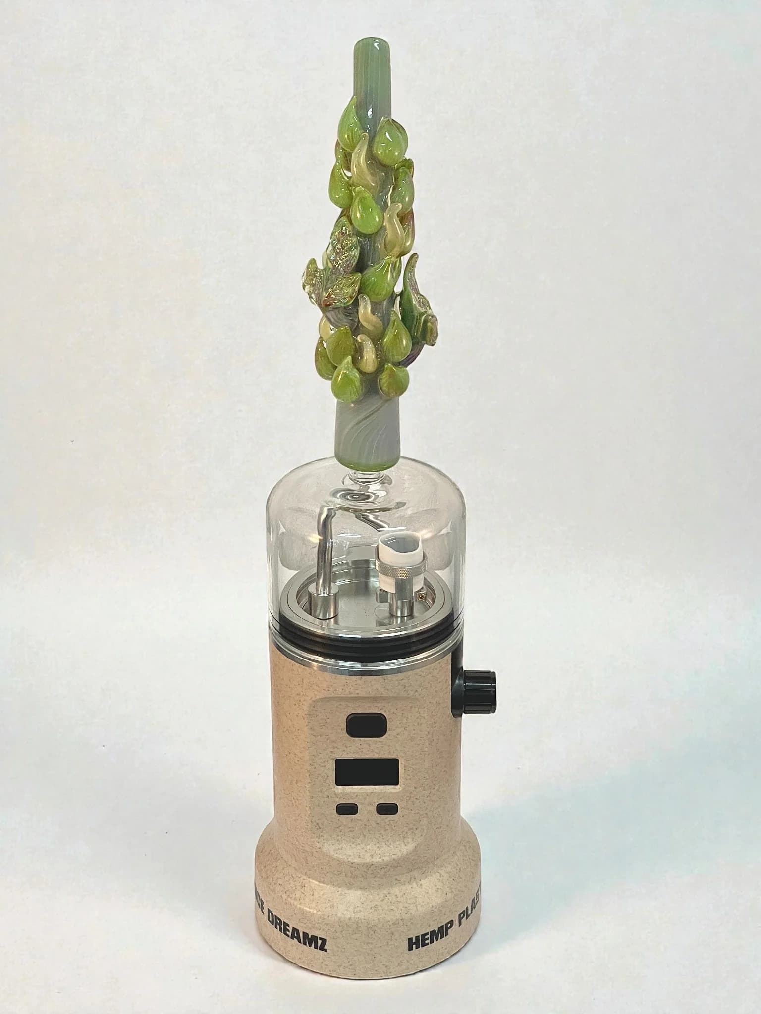 Hand-Blown Green Hemp Leaf 14mm Female Extender for Nice Dreamz Fogger | Mr. Gray Glass - thumbnail 2