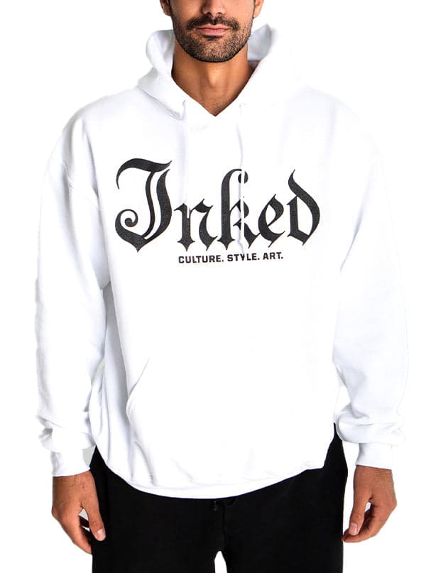 Unisex Inked Mag Logo Hoodie – White