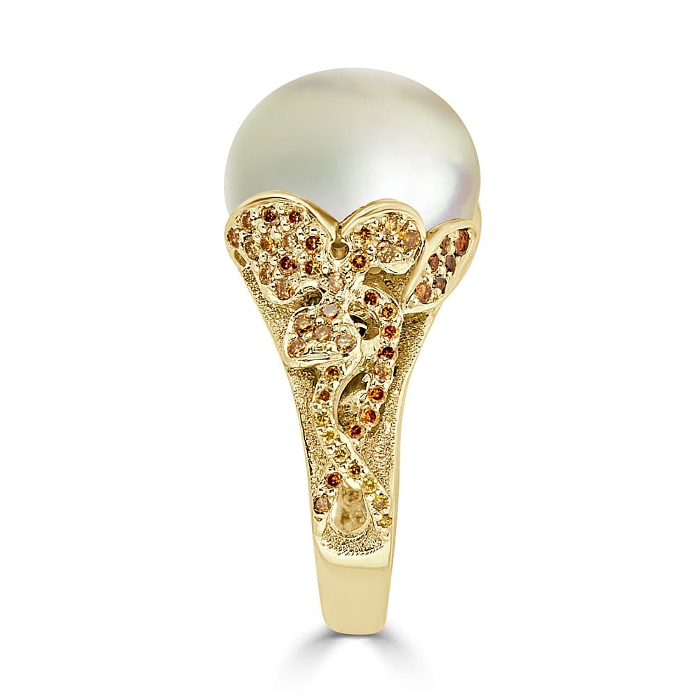 IRFE Pelegrina Pearl with Diamonds <p>Yellow Gold Ring - thumbnail 3