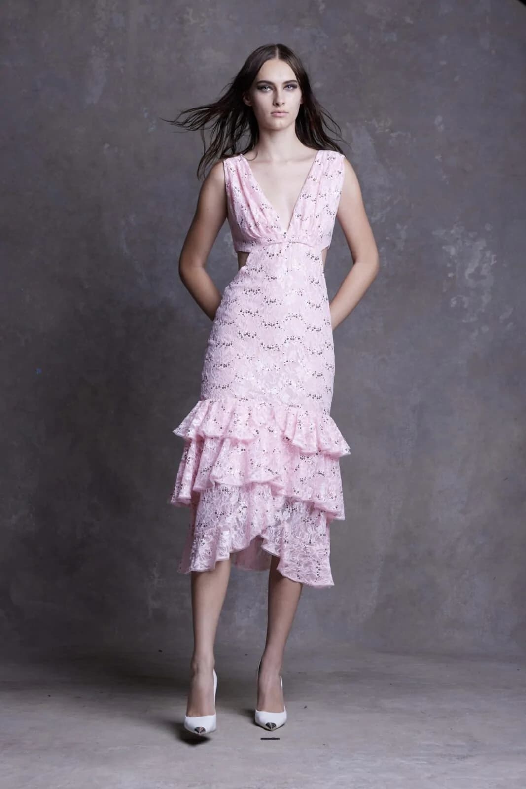 IRFE Pink Paillettes  Cascading <p>Lace  Dress - thumbnail 4