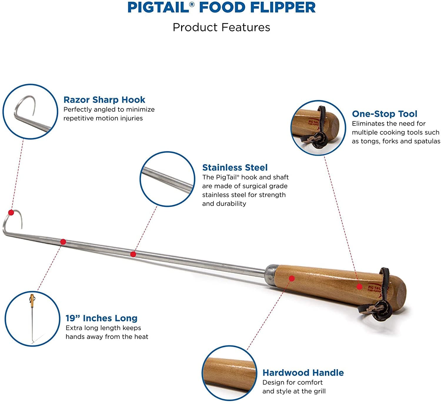 PigTail® Food Flipper 19″ – Hardwood Handle - thumbnail 3